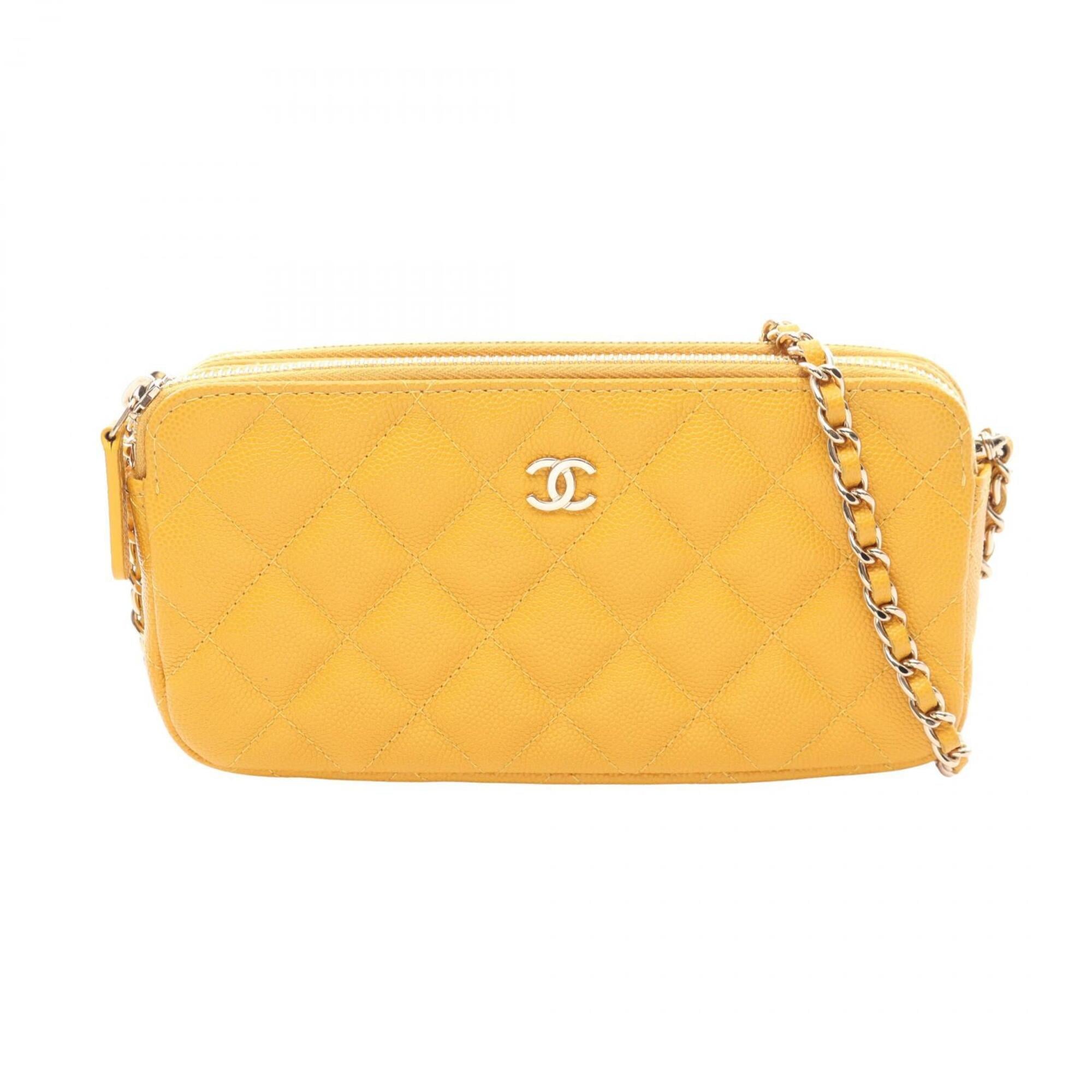 Chanel Yellow Grained Calfskin Handbag Shoulder Bag (Pre-Owned)