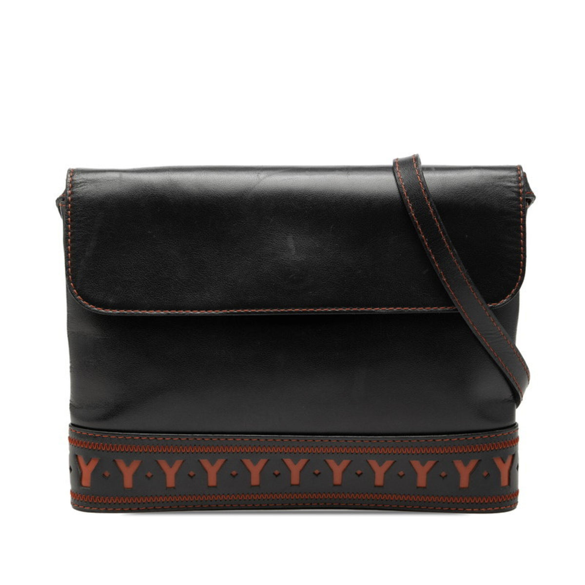 Saint Laurent Black Orange Leather Shoulder Bag (Pre-Owned)