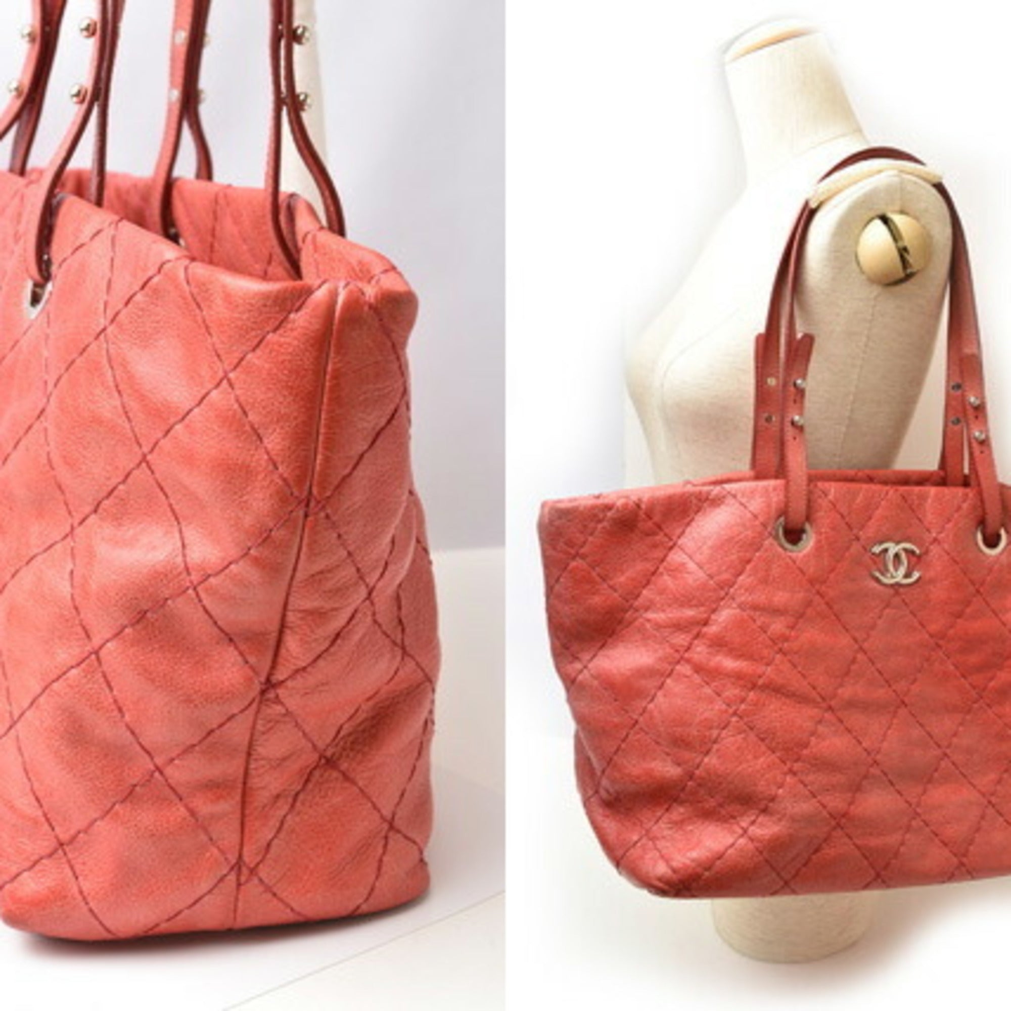 Chanel Pink Quilting Shoulder Bag Tote Bag (Pre-Owned)