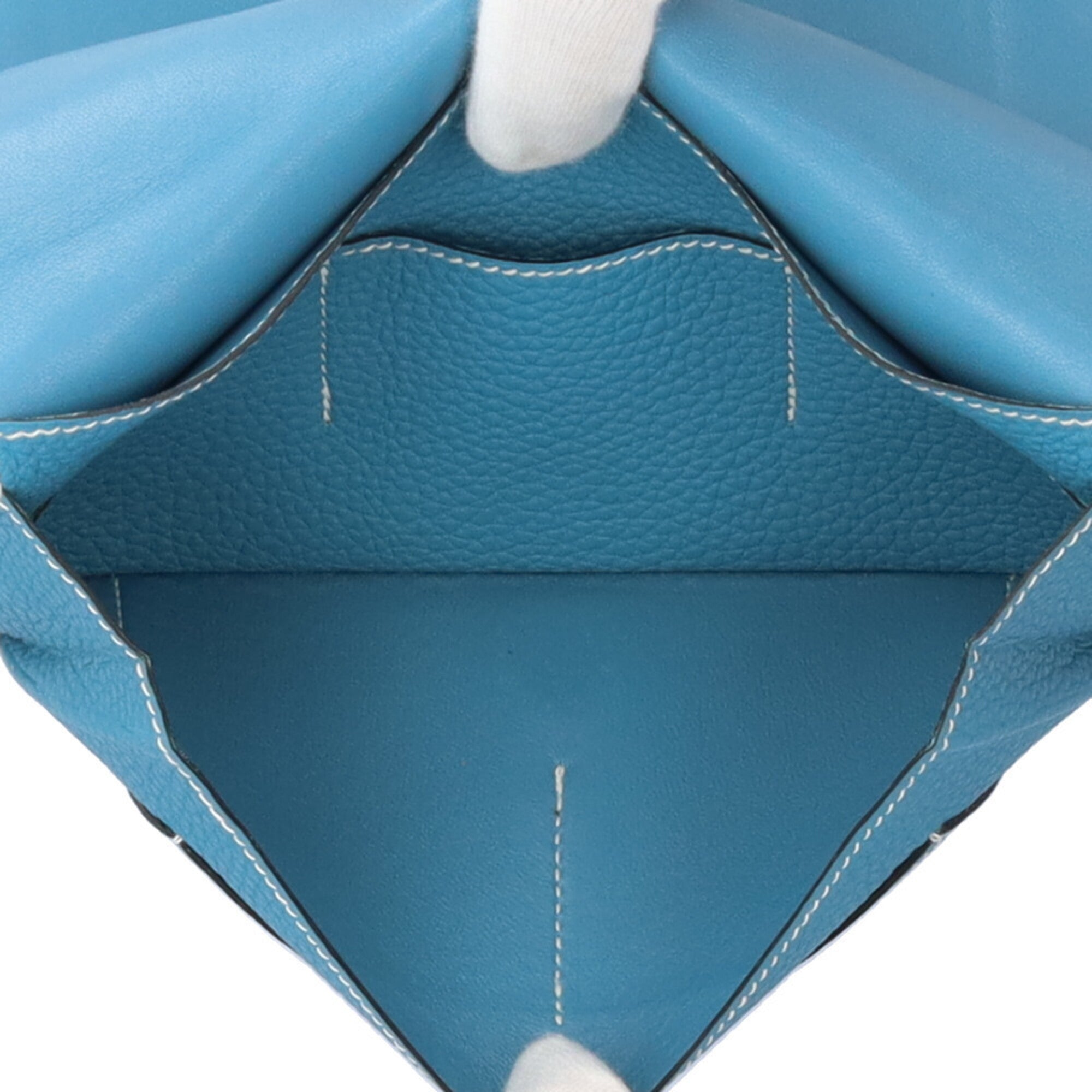 Hermes Blue Blue Jean Taurillon Clemence Leather Long Wallet (Bi-Fold) (Pre-Owned)