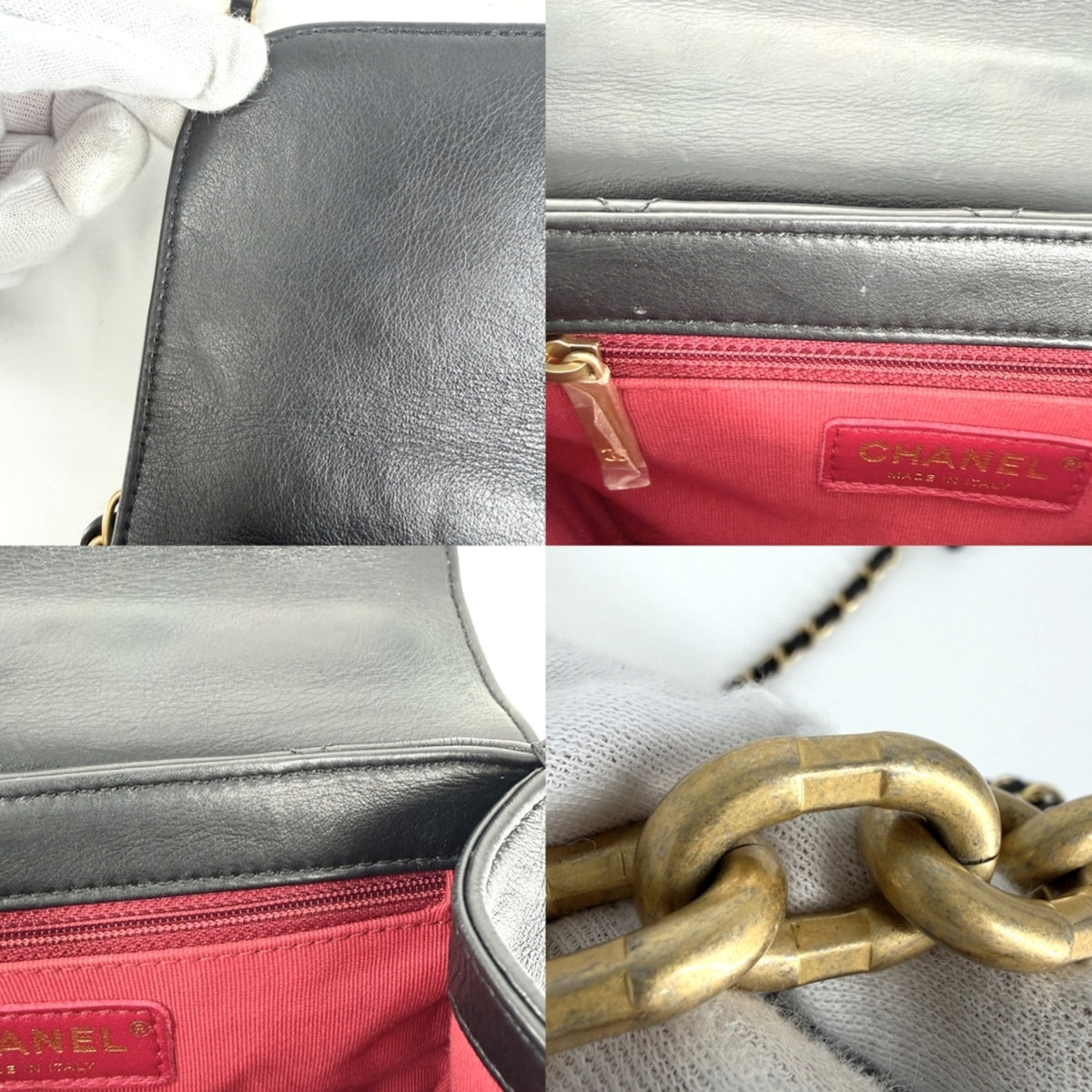Chanel Black White Leather Handbag Shoulder Bag (Pre-Owned)