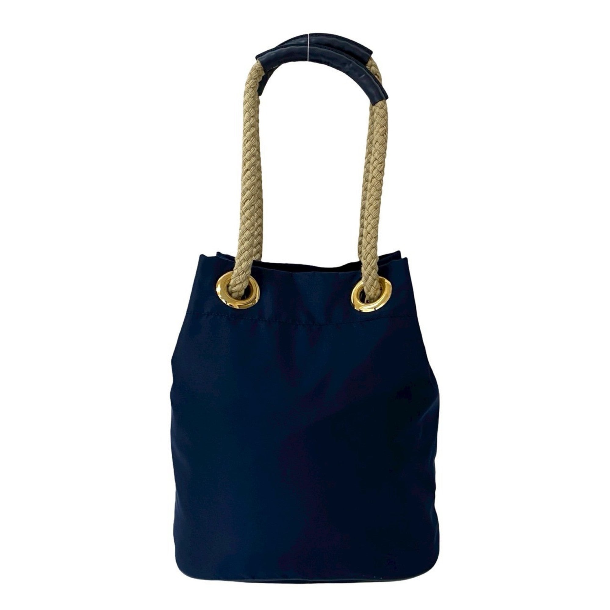 Prada Navy Nylon Leather Handbag Shoulder Bag Tote Bag (Pre-Owned)