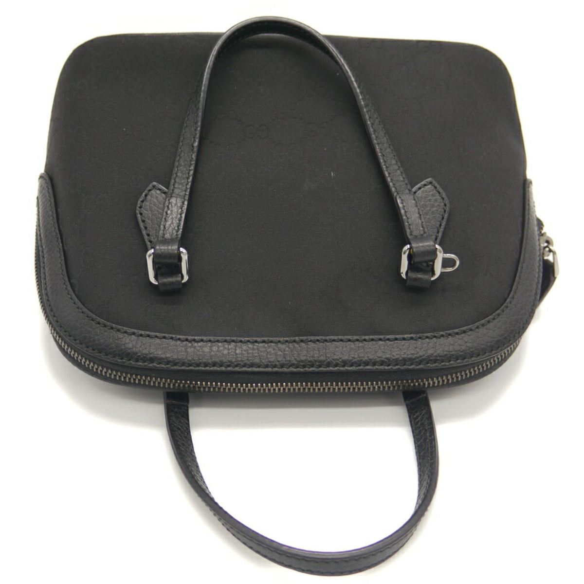 Gucci Black Nylon Leather Handbag Shoulder Bag (Pre-Owned)