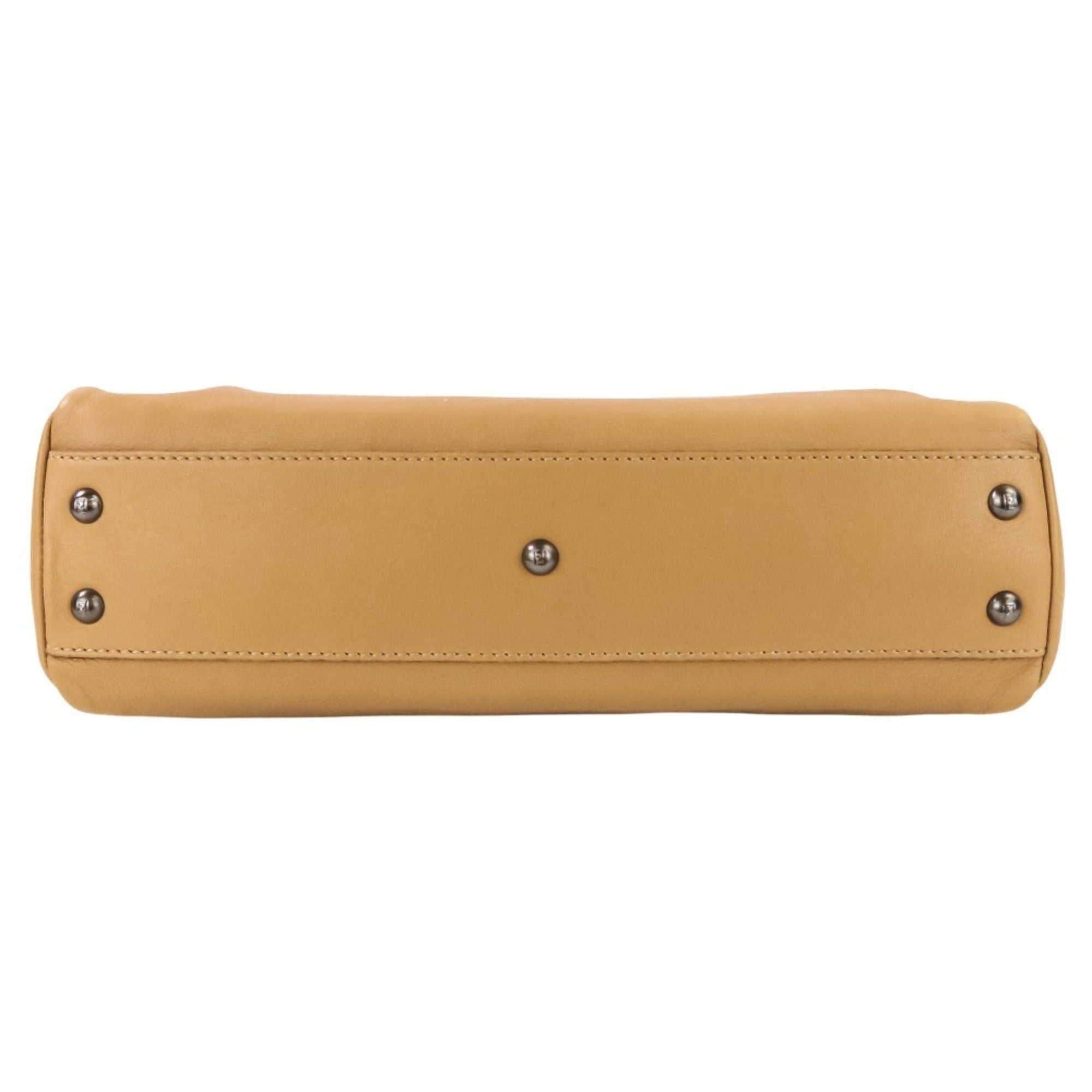 Fendi Peekaboo Beige Brown Handbag Shoulder Bag (Pre-Owned)