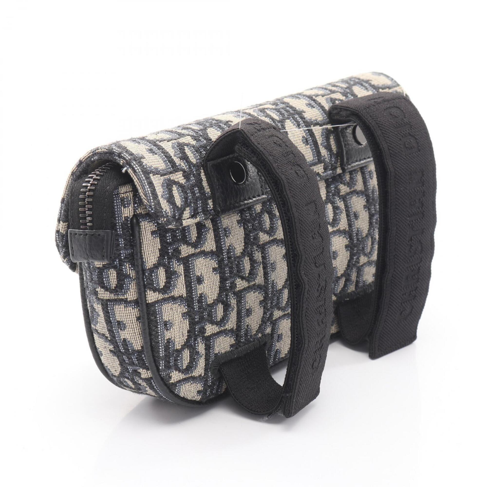 Christian Dior Beige Navy Canvas Clutch Bag Handbag Pouch (Pre-Owned)