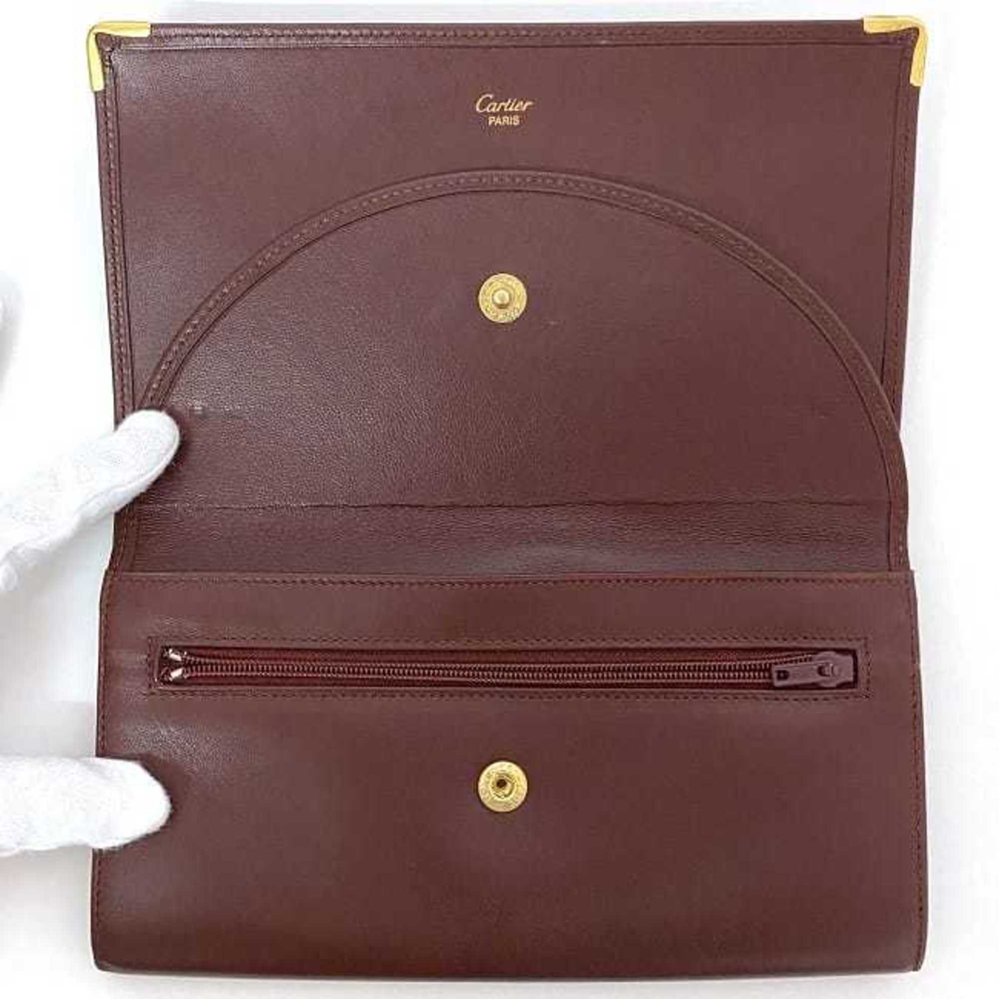 Cartier Bordeaux Leather Long Wallet (Bi-Fold) (Pre-Owned)