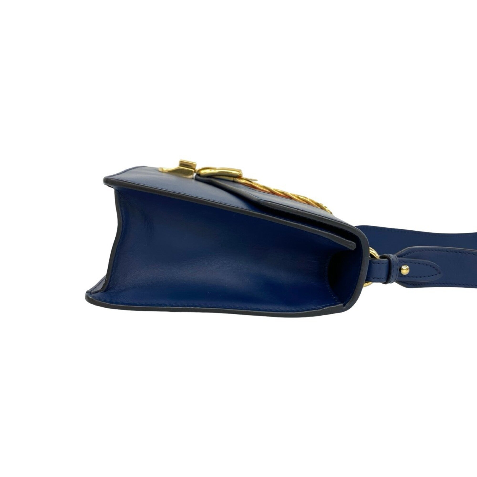 Gucci Green Navy Red Color Leather Pochette Shoulder Bag (Pre-Owned)