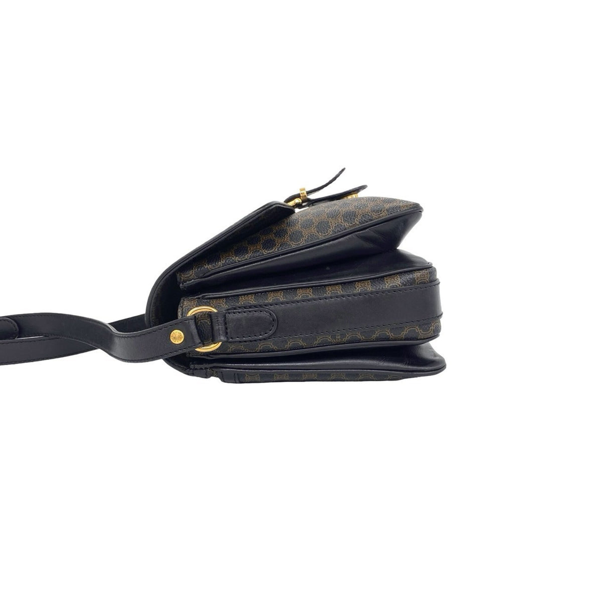 Celine Black Brown Leather Pvc Pochette Shoulder Bag (Pre-Owned)