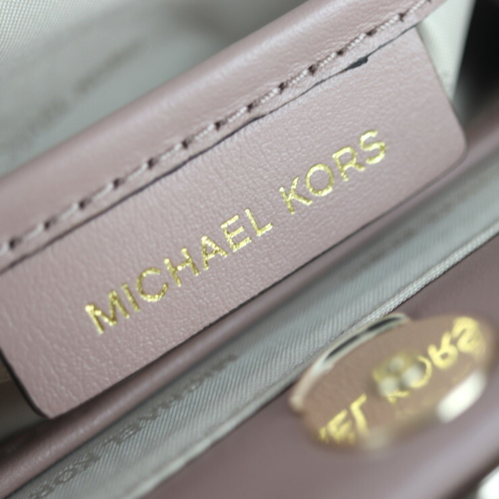 Michael Kors Pink Beige Handbag Shopping Bag Shoulder Bag Tote Bag (Pre-Owned)