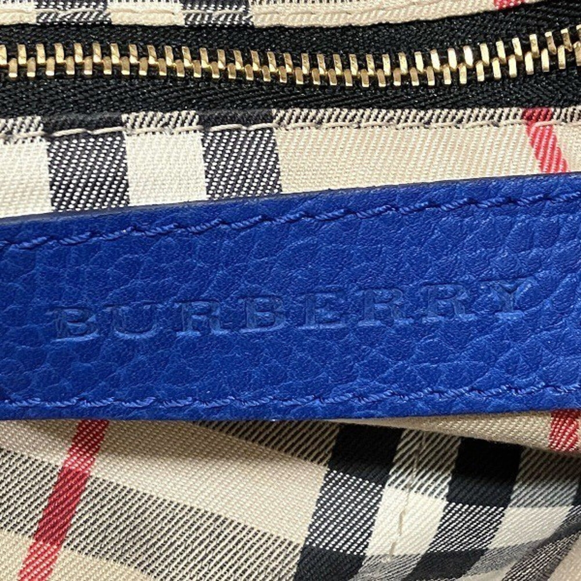 Burberry Blue Leather Handbag Shoulder Bag (Pre-Owned)