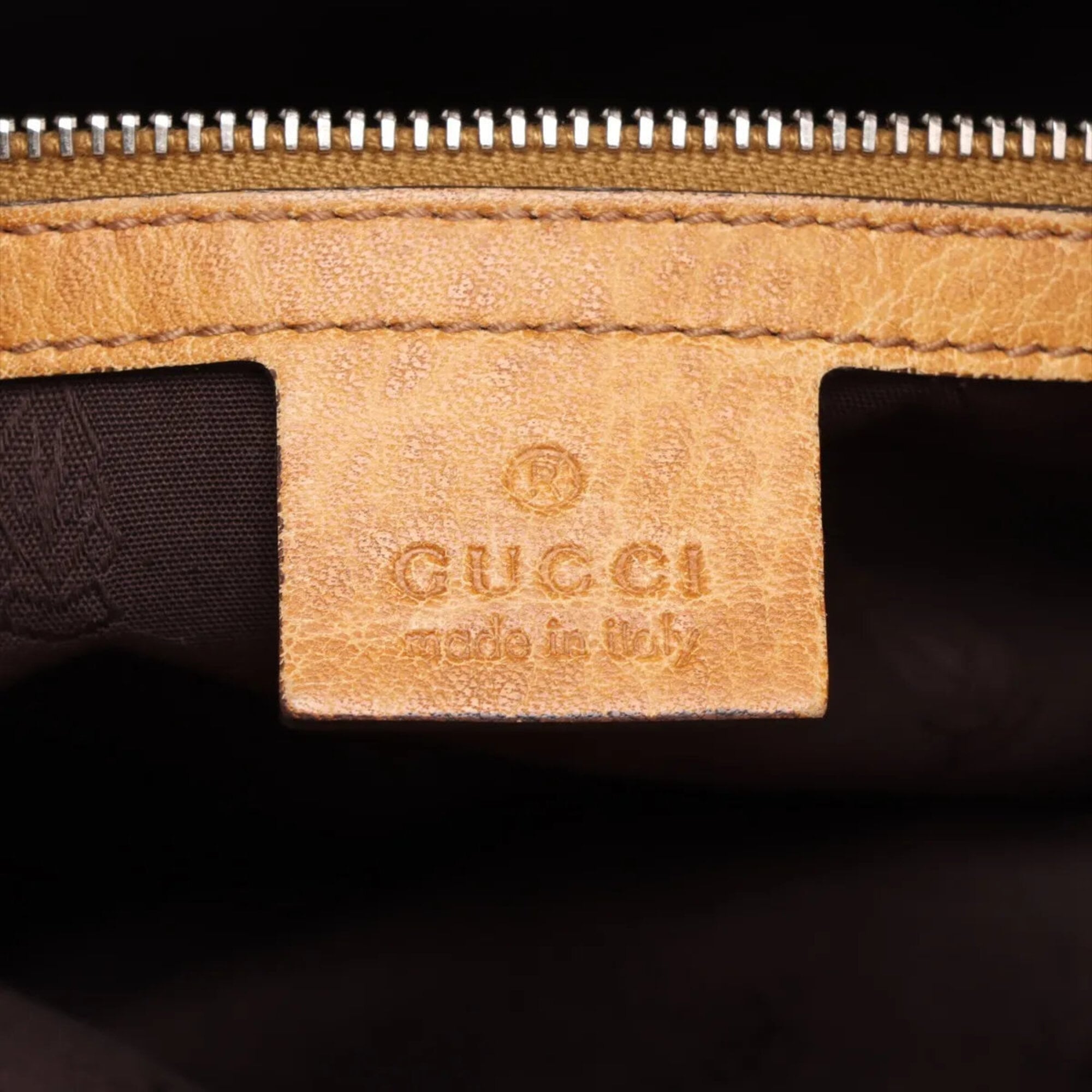 Gucci Beige Canvas Leather Handbag Tote Bag (Pre-Owned)