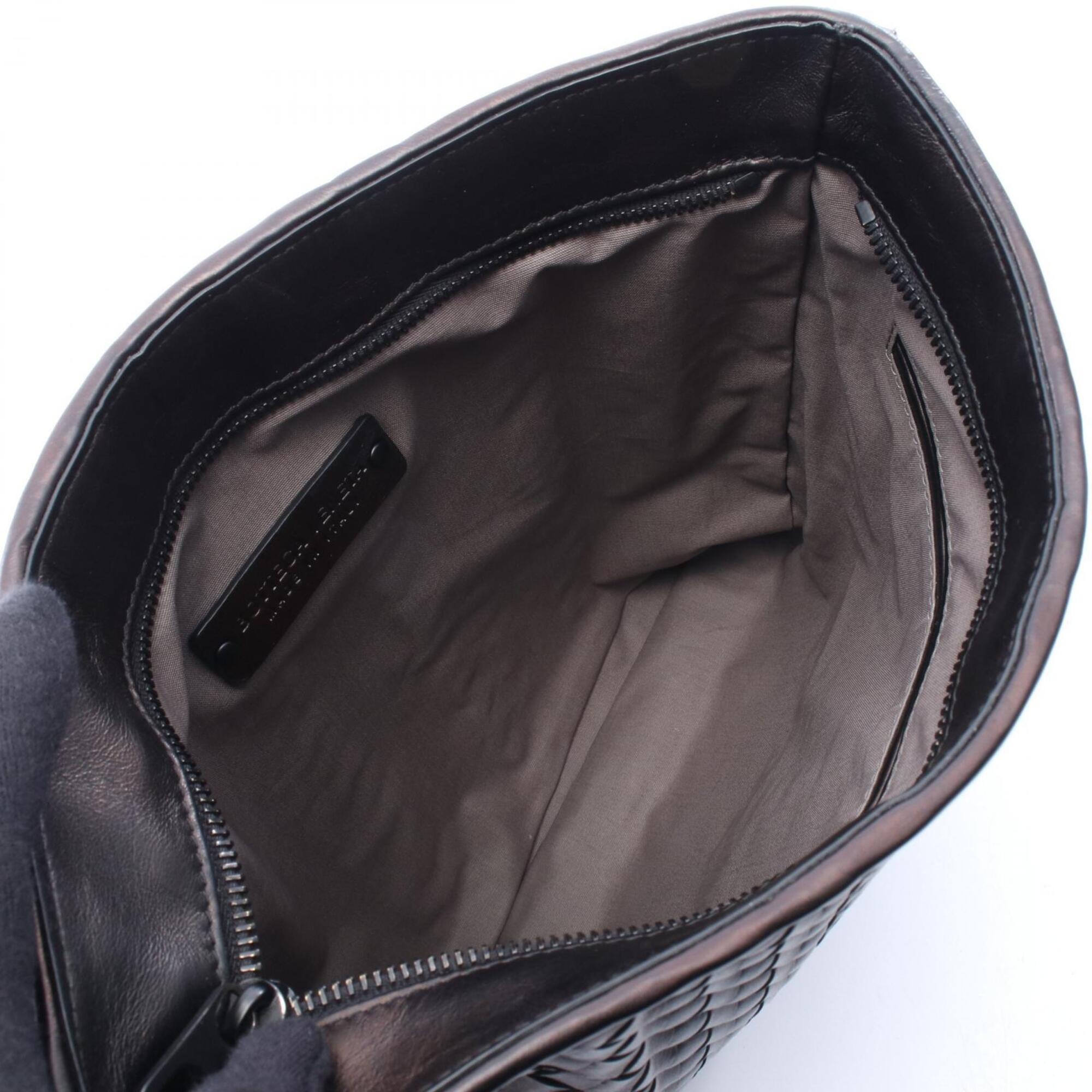 Bottega Veneta Intrecciato Black Brown Intrecciato Handbag Shoulder Bag (Pre-Owned)