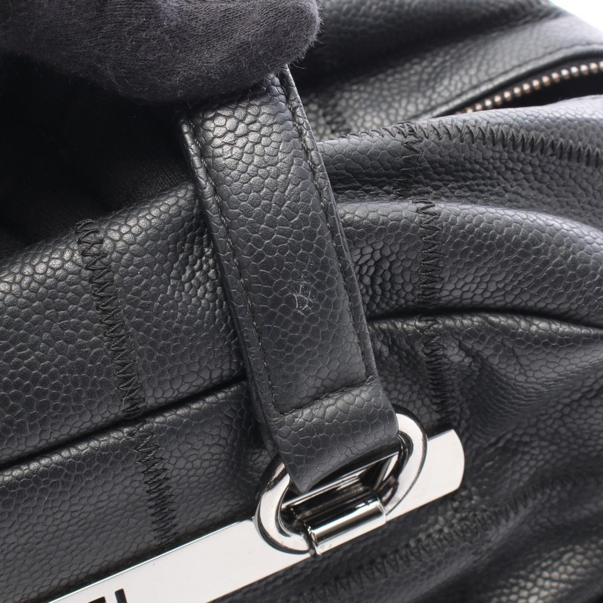 Chanel Black Grained Calfskin Boston Bag Handbag (Pre-Owned)