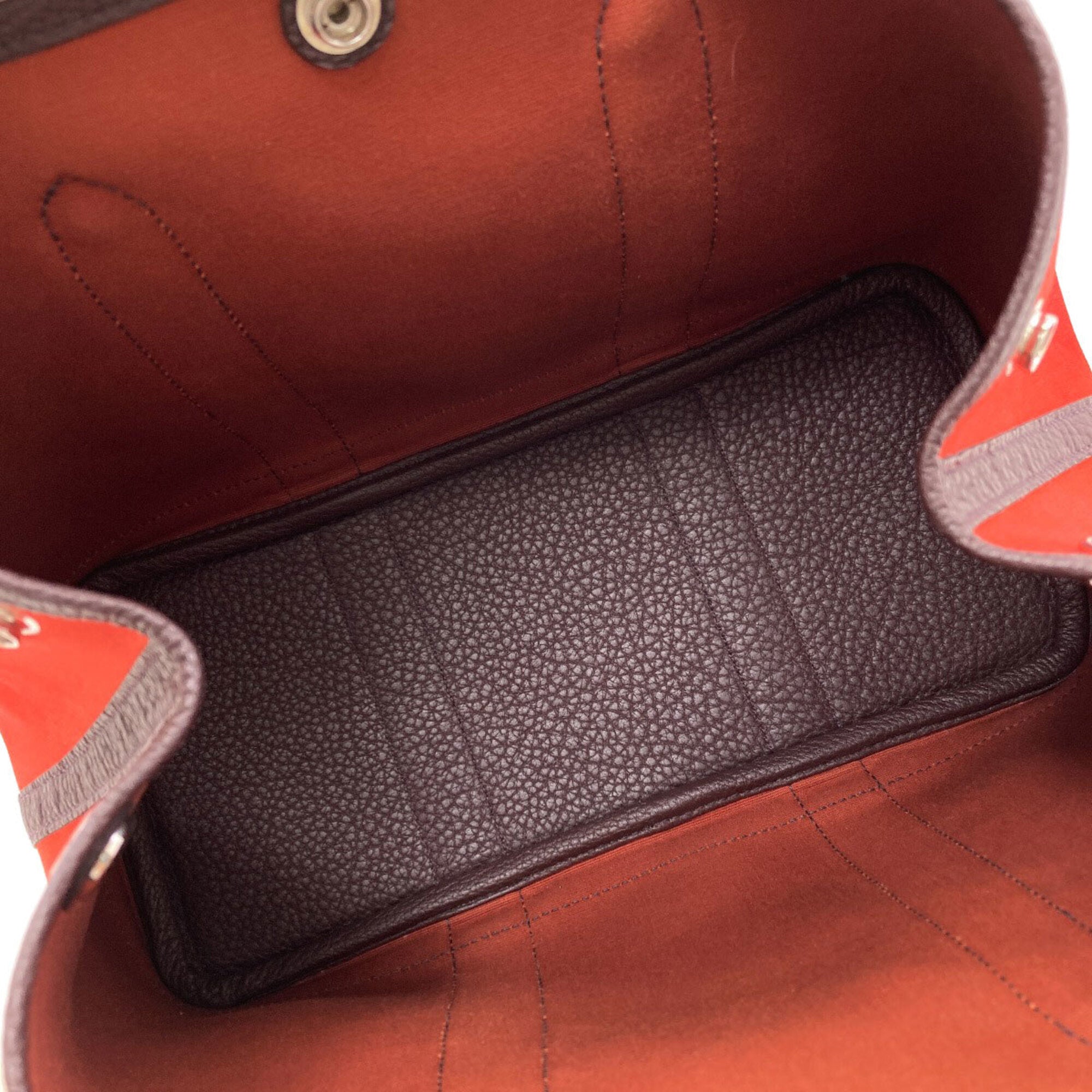 Hermes Garden Red Color Toile Officier Handbag (Pre-Owned)
