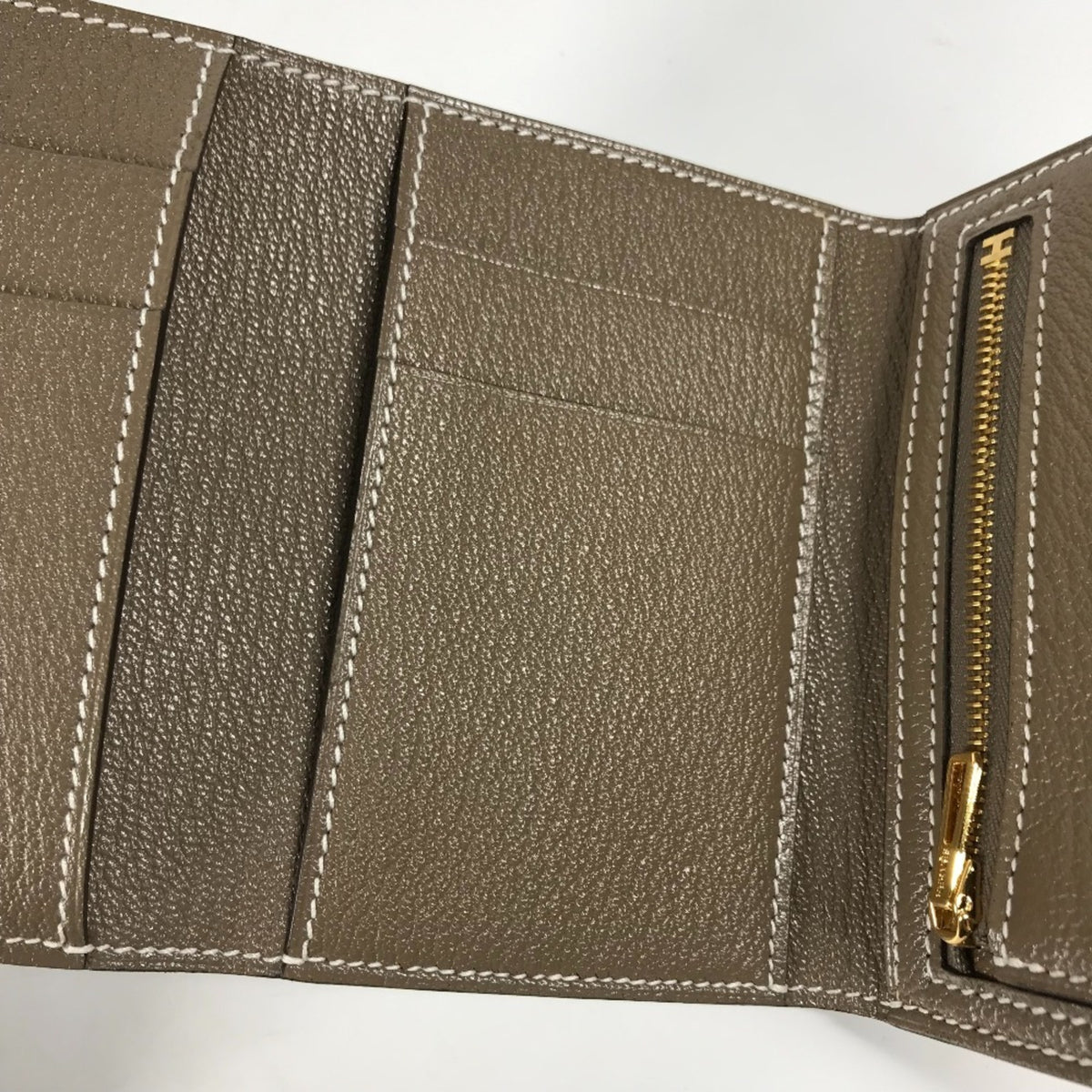Hermes Etoupe Gray Chevre Leather Wallet (Tri-Fold) (Pre-Owned)