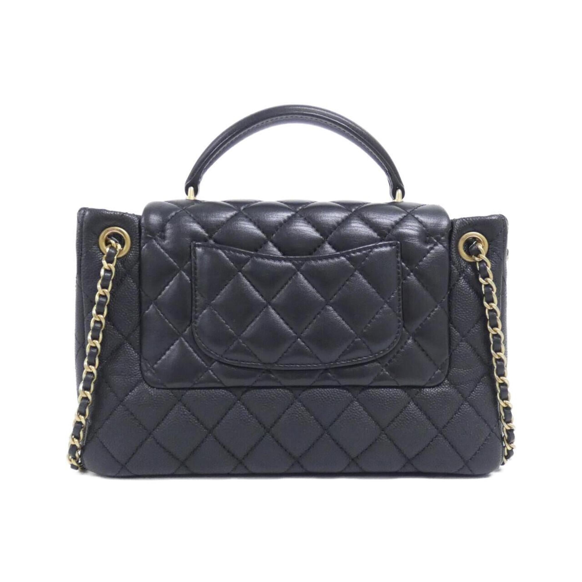 Chanel Black Grained Calfskin Leather Handbag (Pre-Owned)