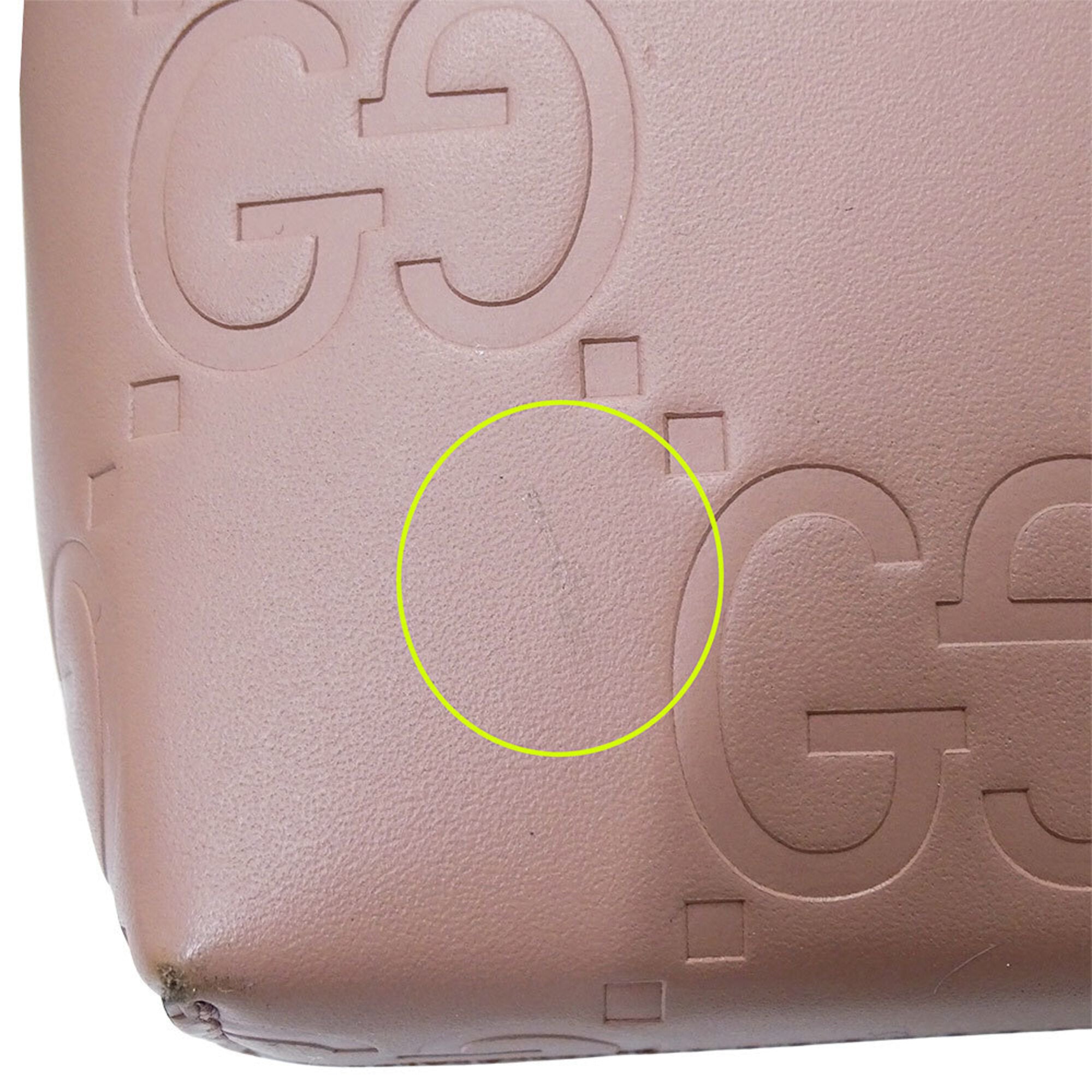 Gucci Pink Gg Leather Handbag Shoulder Bag (Pre-Owned)