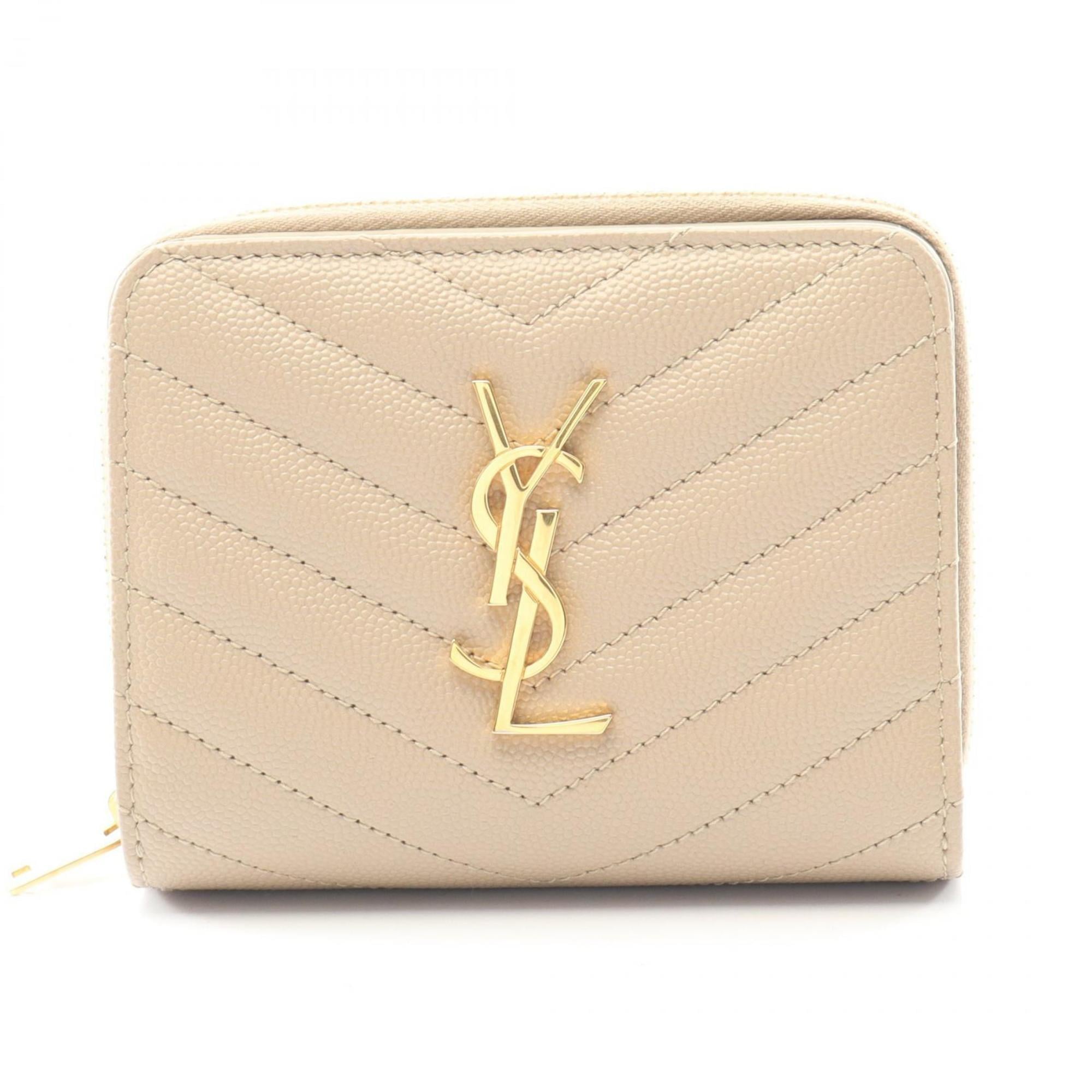 Yves Saint Laurent Beige Leather Wallet (Bi-Fold) (Pre-Owned)