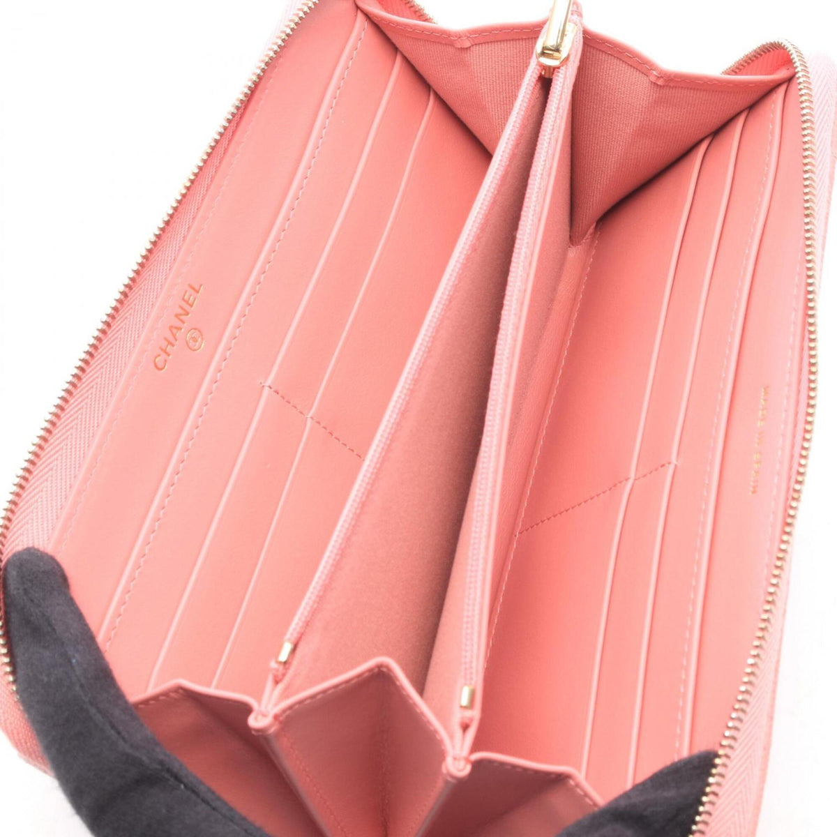 Chanel Pink Grained Calfskin Long Wallet (Bi-Fold) (Pre-Owned)