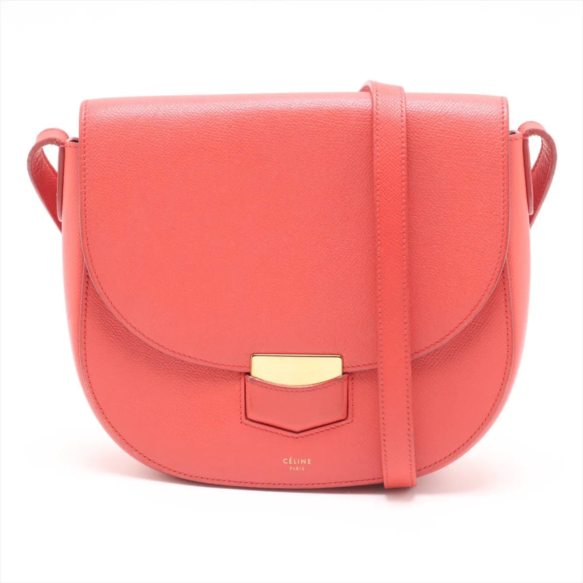 Celine Red Color Leather Crossbody Bag Handbag Shoulder Bag Tote Bag (Pre-Owned)