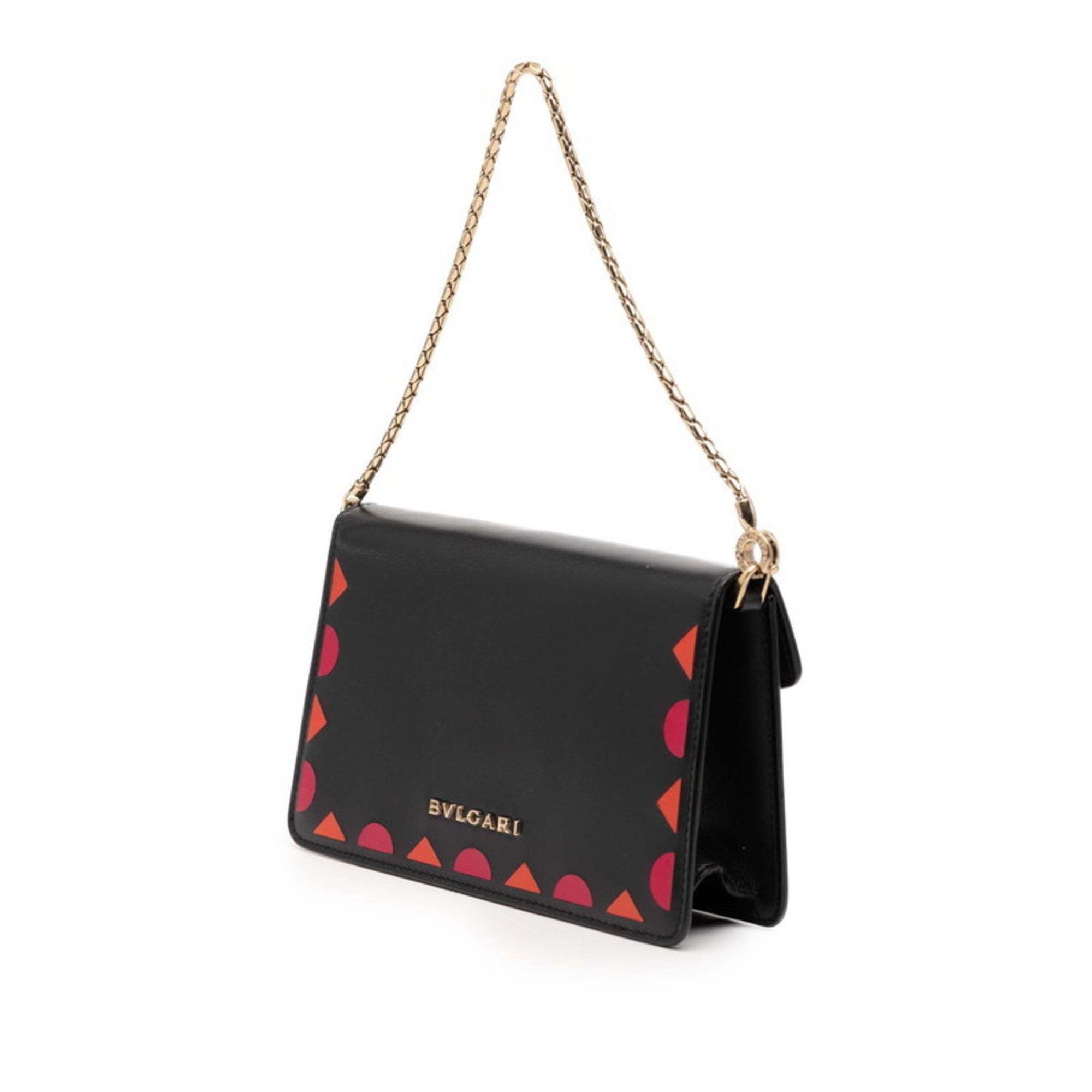 Bvlgari Black Multi-Color Leather Handbag Pouch (Pre-Owned)