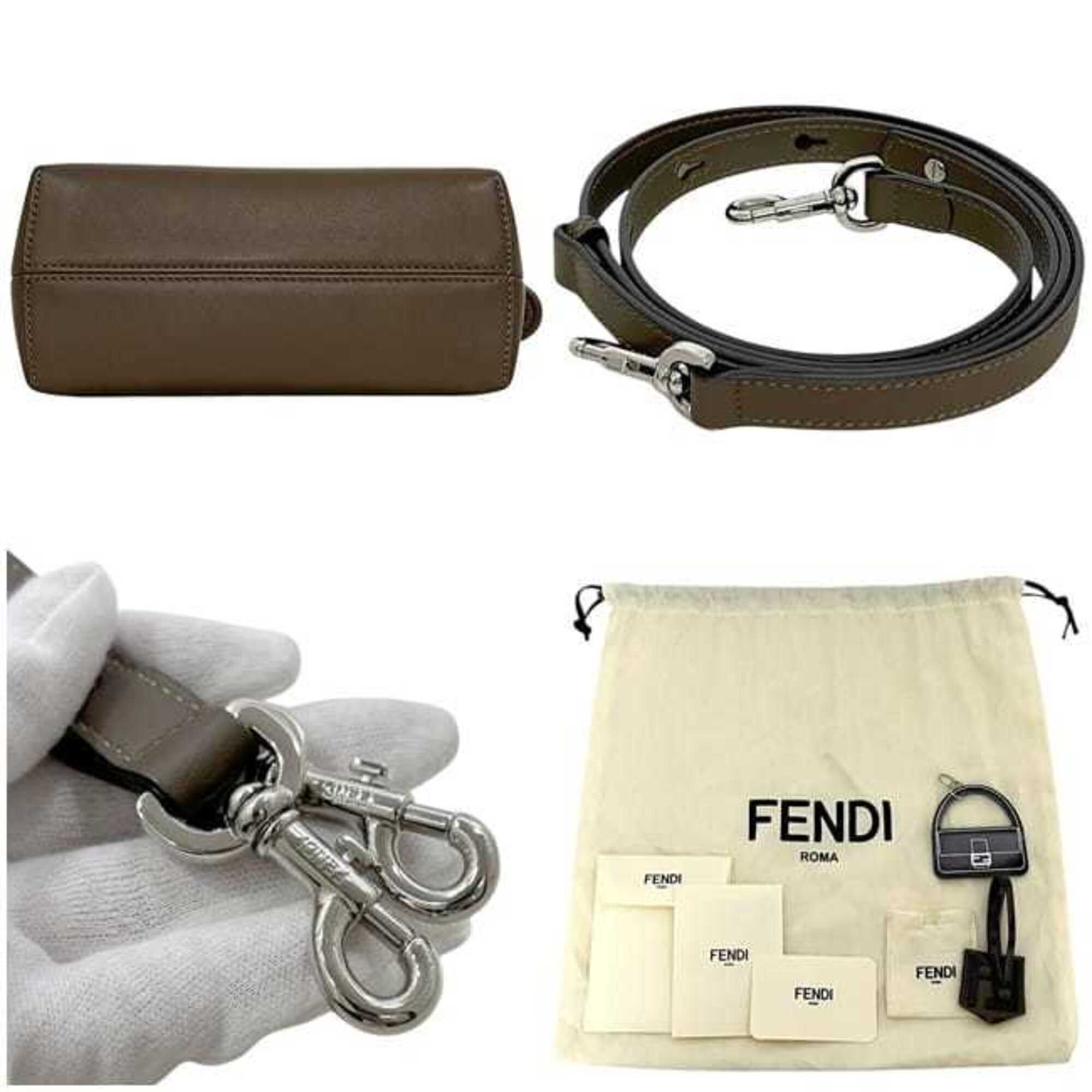 Fendi Beige Brown Leather Shoulder Bag (Pre-Owned)