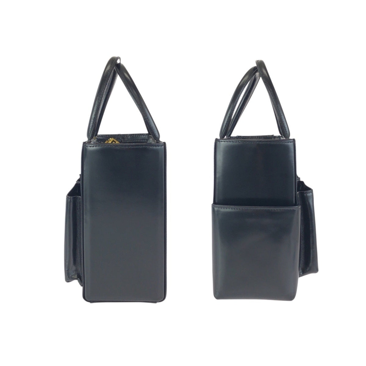 Versace Black Leather Handbag Tote Bag (Pre-Owned)