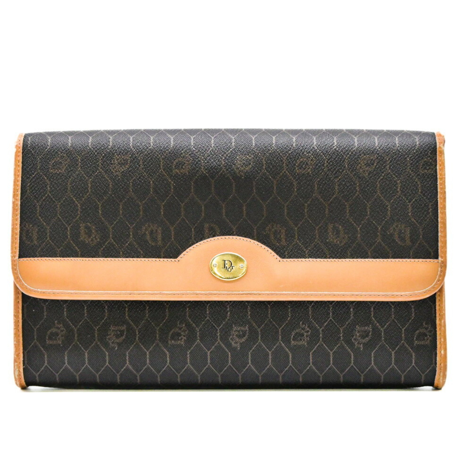 Christian Dior Dark Brown Light Brown Leather Shoulder Bag (Pre-Owned)
