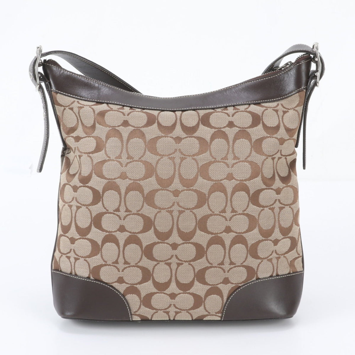 Coach Brown Leather Canvas Crossbody Bag Handbag Shoulder Bag Tote Bag (Pre-Owned)