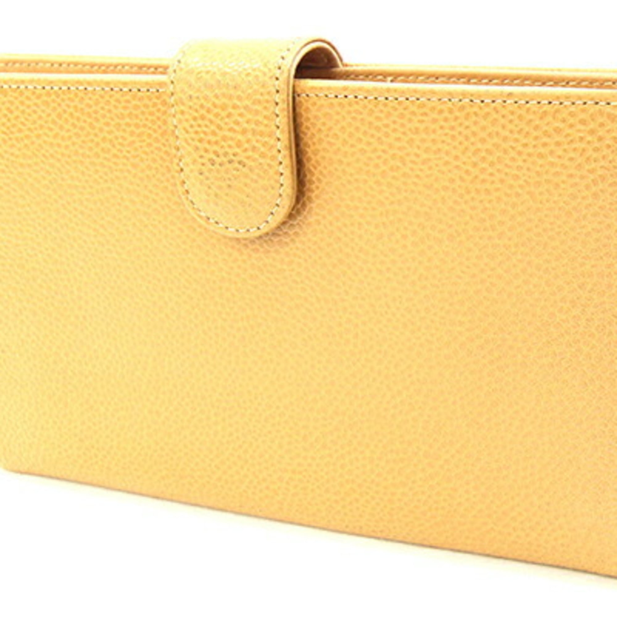 Chanel Beige Camel Grained Calfskin Long Wallet (Bi-Fold) (Pre-Owned)