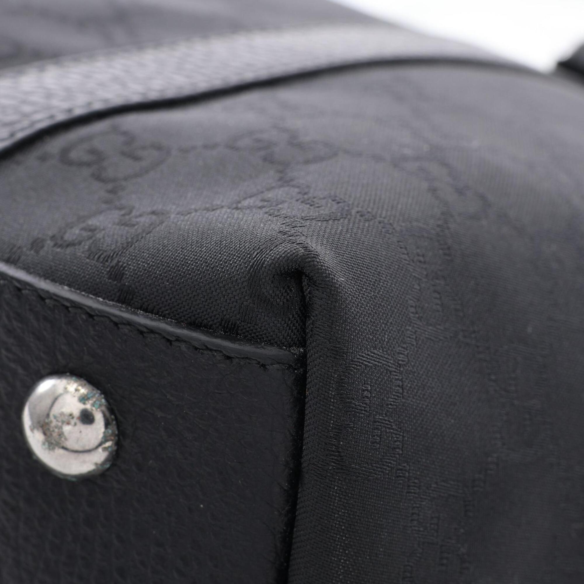 Gucci Black Nylon Leather Handbag Tote Bag (Pre-Owned)