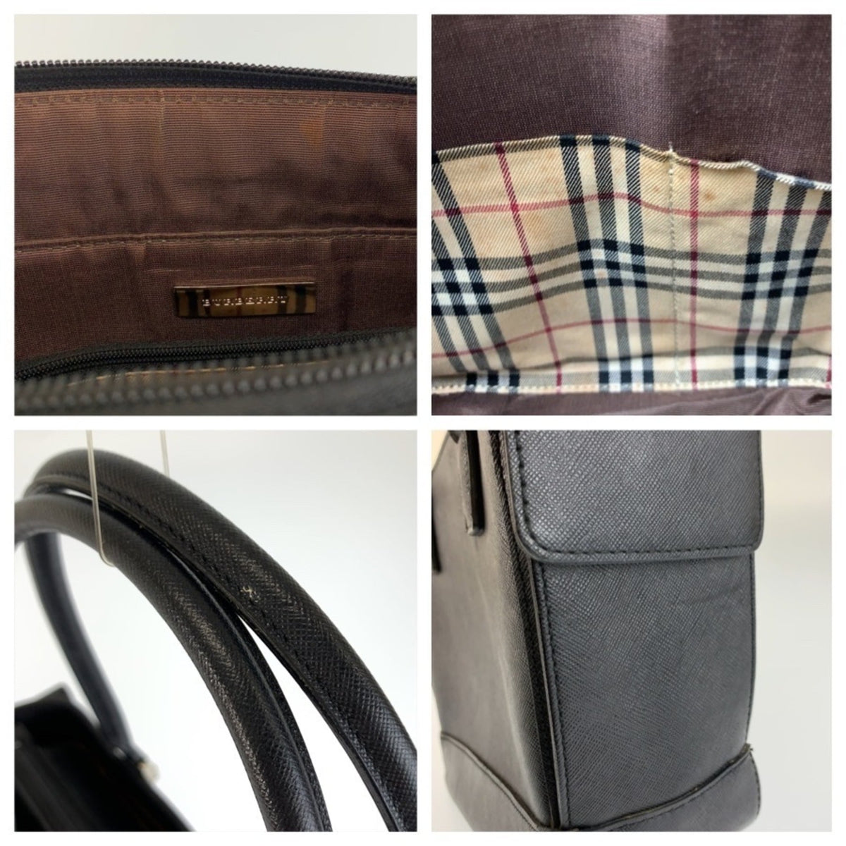 Burberry Black Leather Shoulder Bag Tote Bag (Pre-Owned)