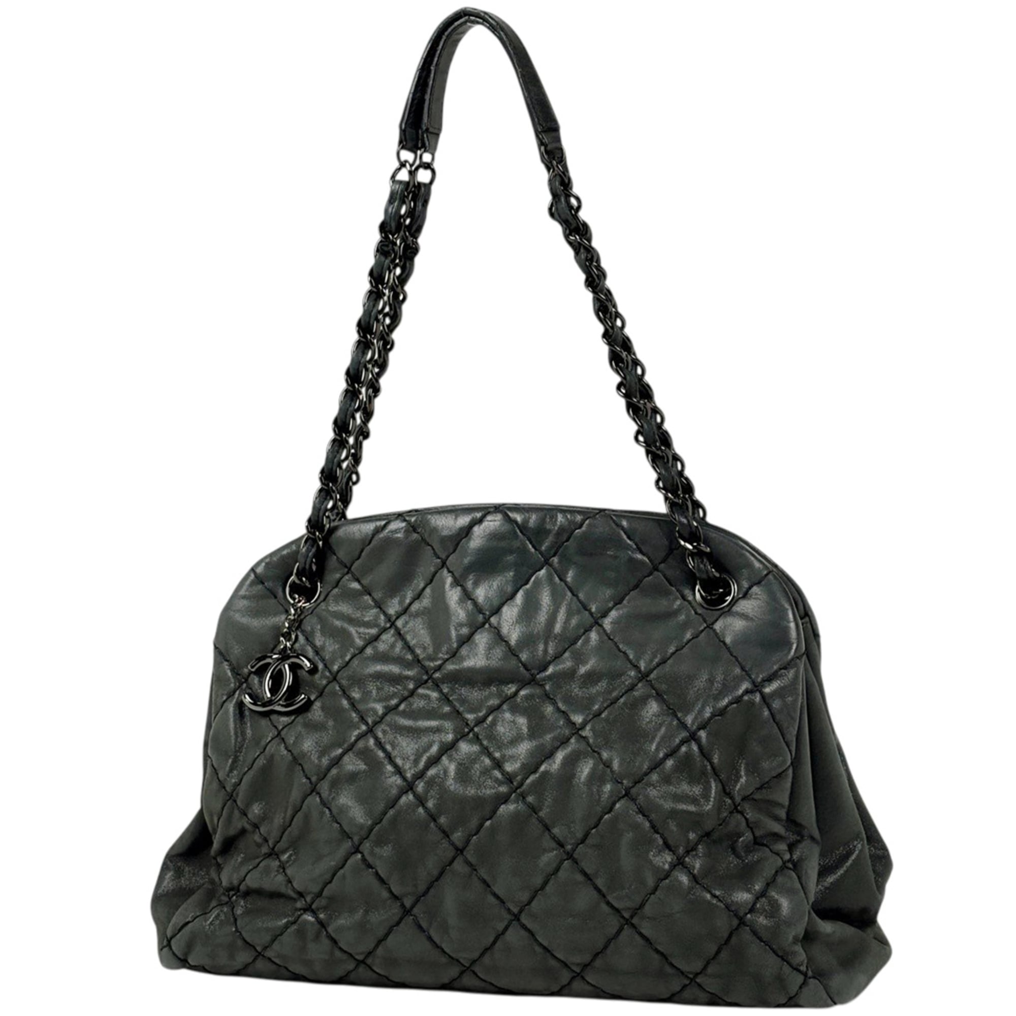 Chanel Mademoiselle Black Leather Shoulder Bag (Pre-Owned)
