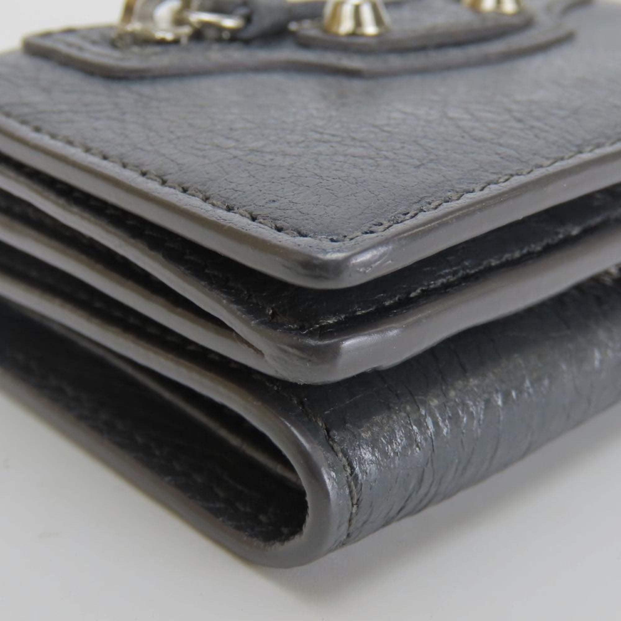 Balenciaga Gray Leather Wallet (Tri-Fold) (Pre-Owned)