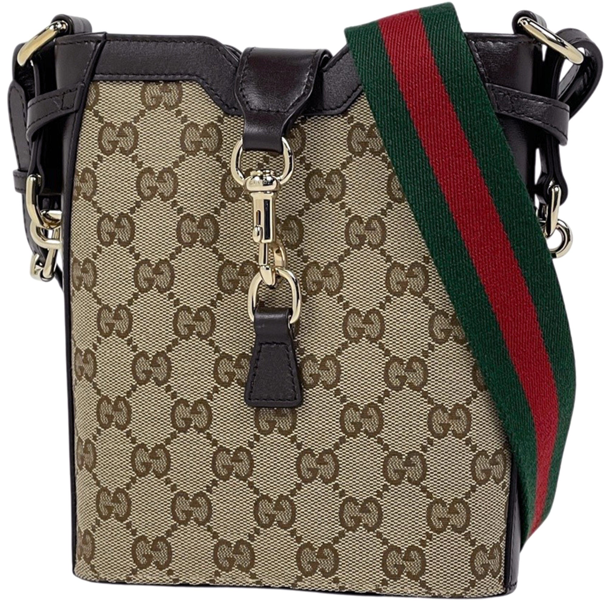 Gucci Beige Brown Gg Canvas Leather Shoulder Bag (Pre-Owned)