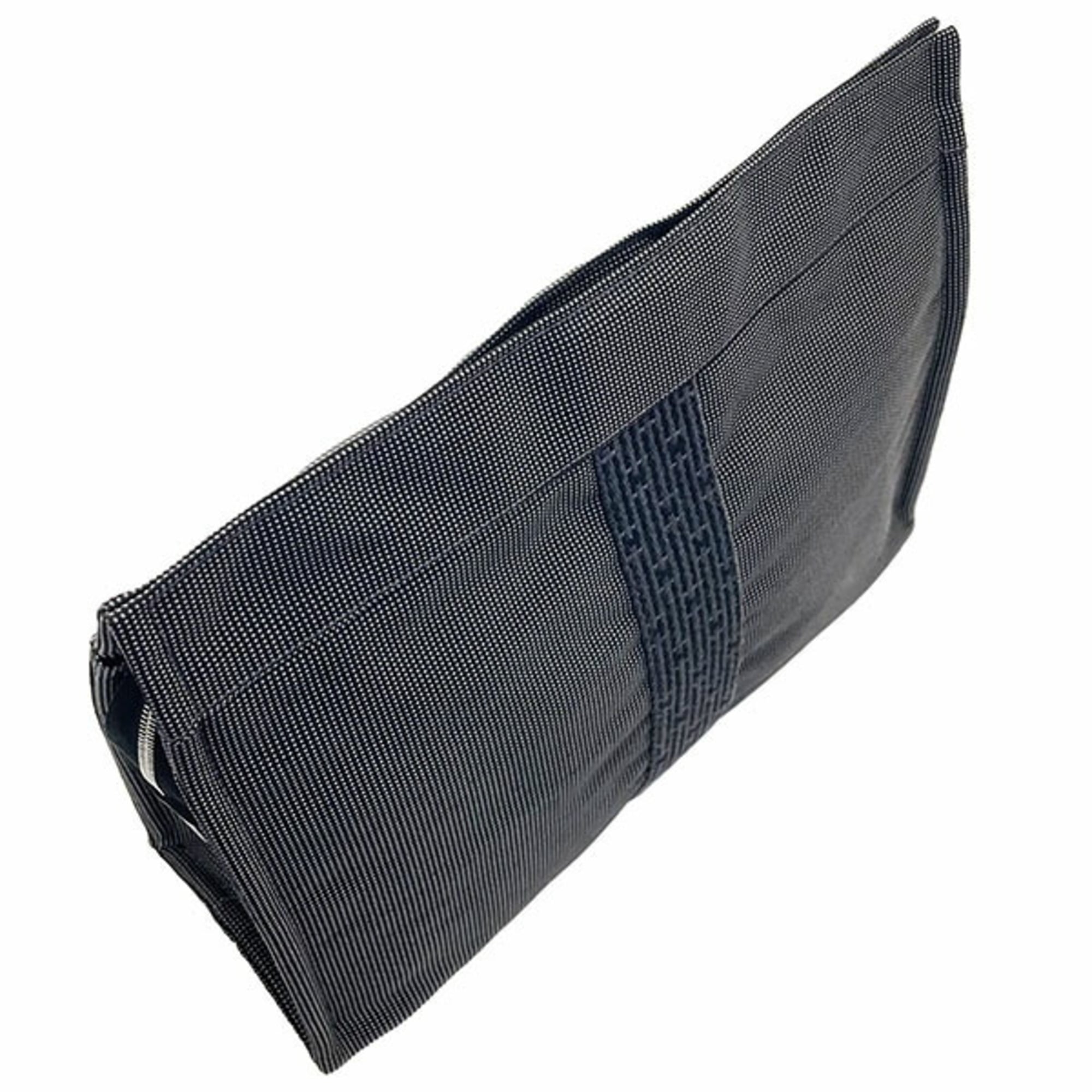 Hermes Gray Nylon Canvas Pouch (Pre-Owned)