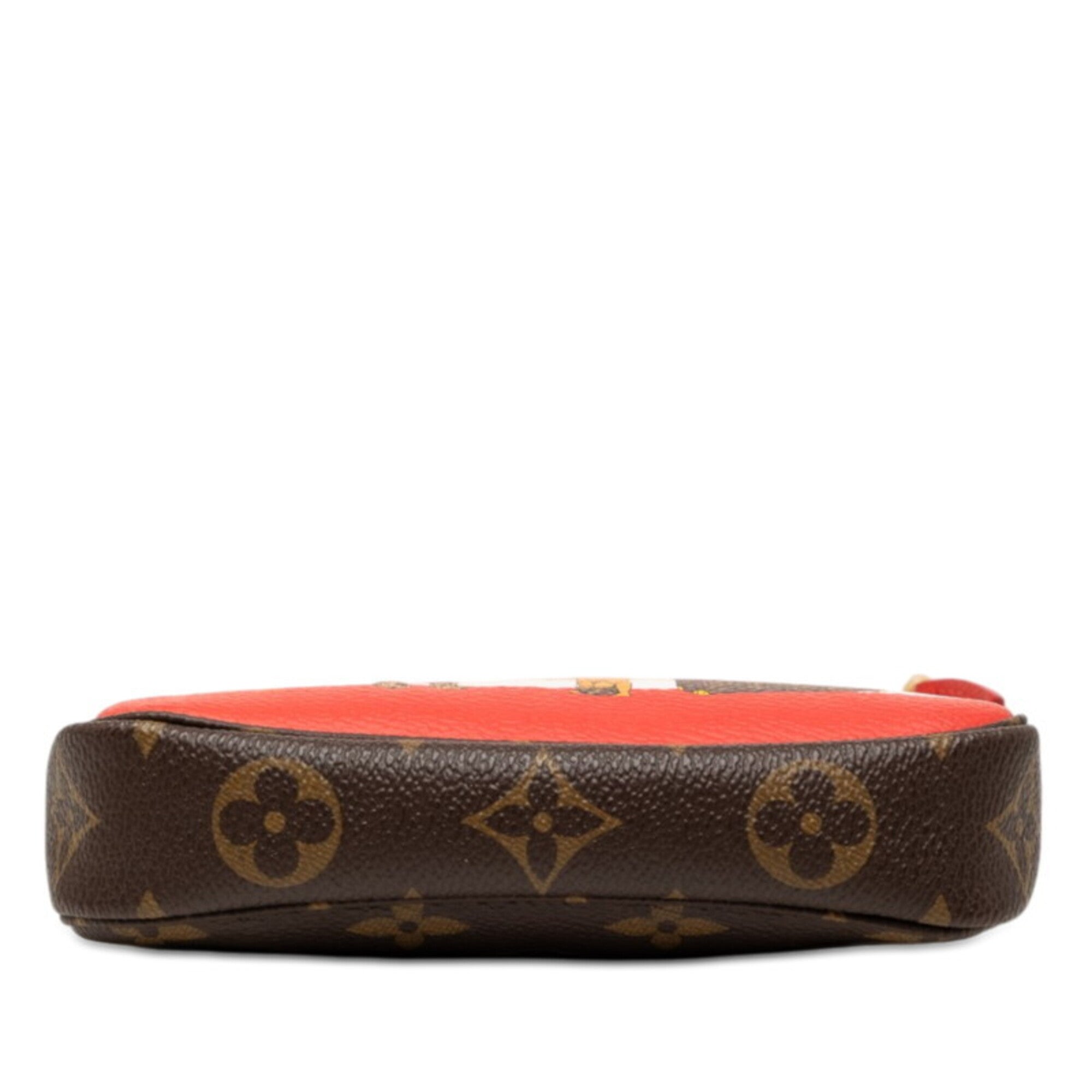 Louis Vuitton Monogram Brown Red Color Pvc Handbag Pouch (Pre-Owned)