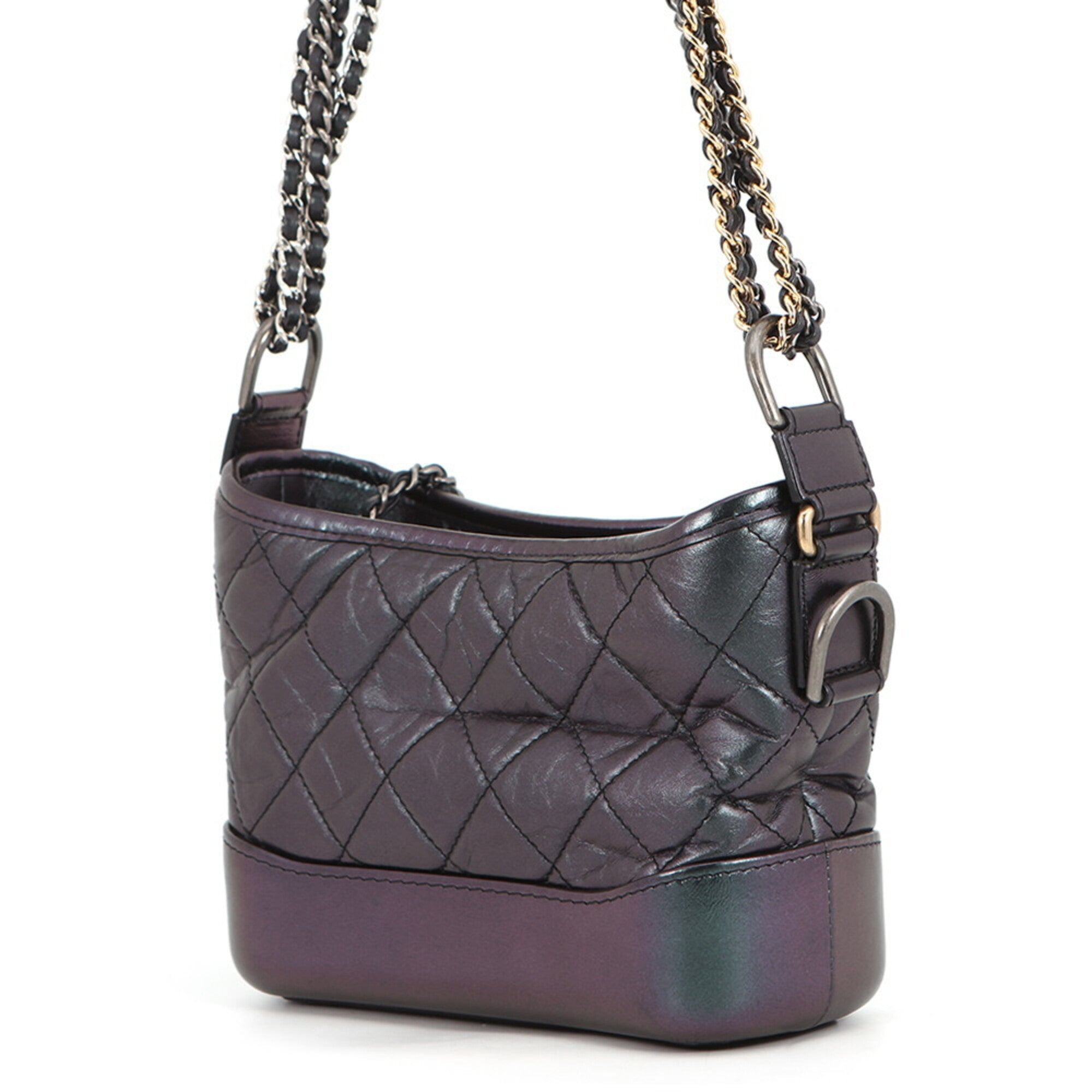 Chanel Metallic Purple Leather Handbag Shoulder Bag (Pre-Owned)