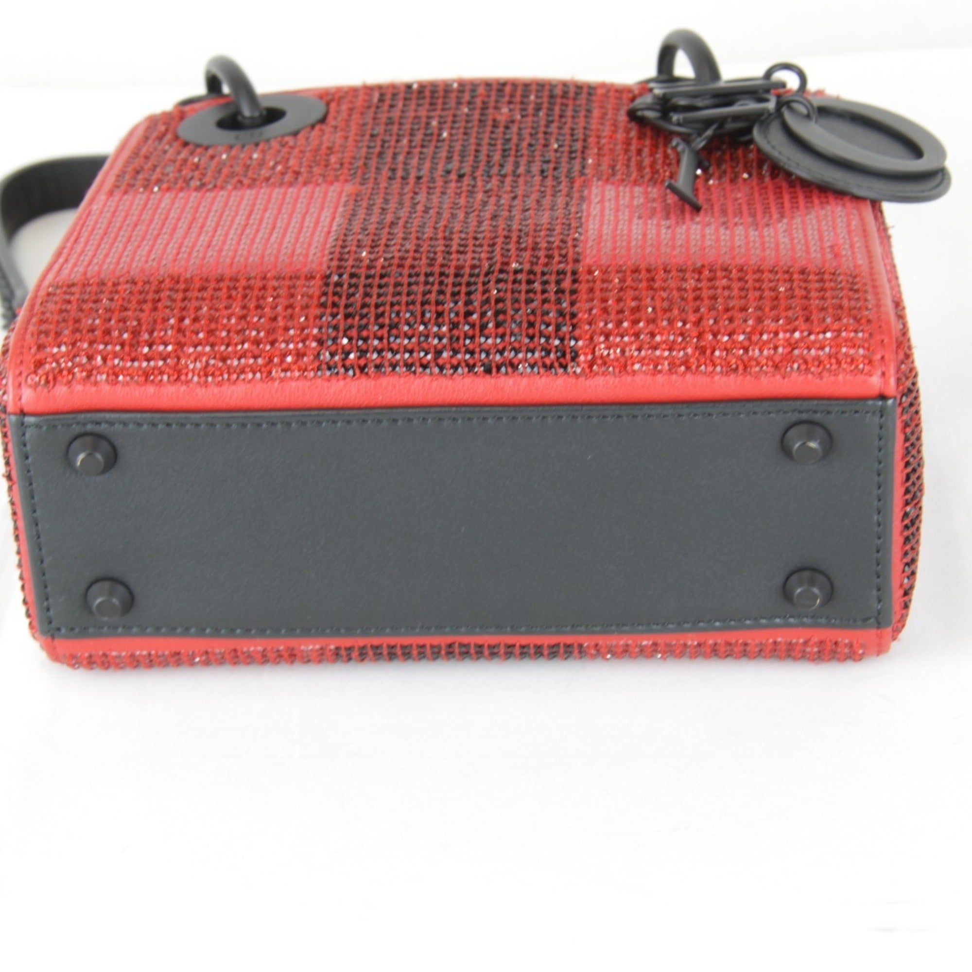 Christian Dior Red Color Rhinestone Leather Shoulder Bag (Pre-Owned)