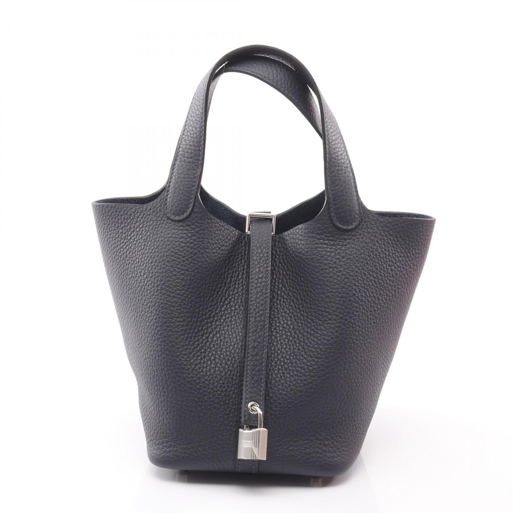Hermes Navy Taurillon Clemence Leather Handbag (Pre-Owned)