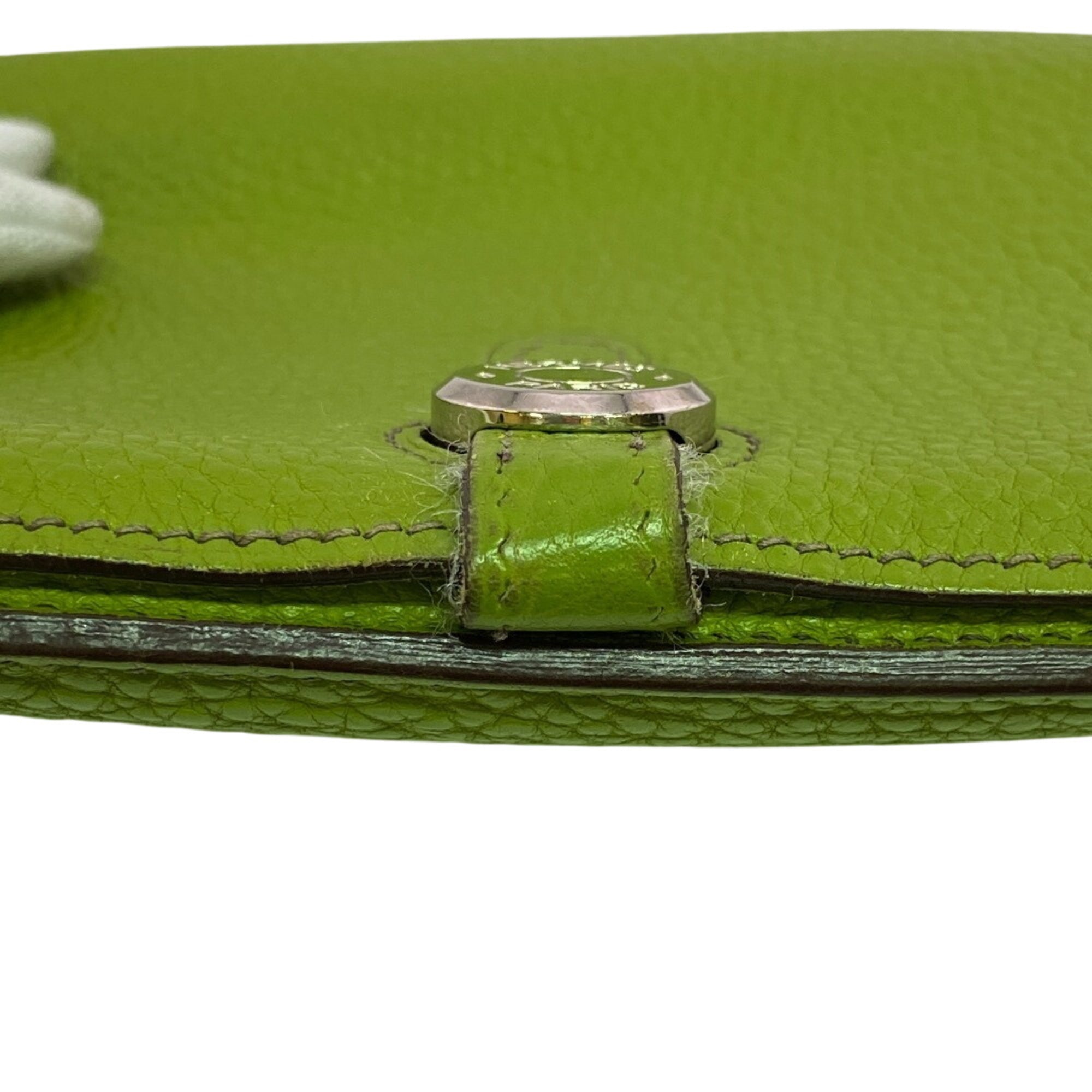 Hermes Green Taurillon Clemence Leather Long Wallet (Bi-Fold) (Pre-Owned)
