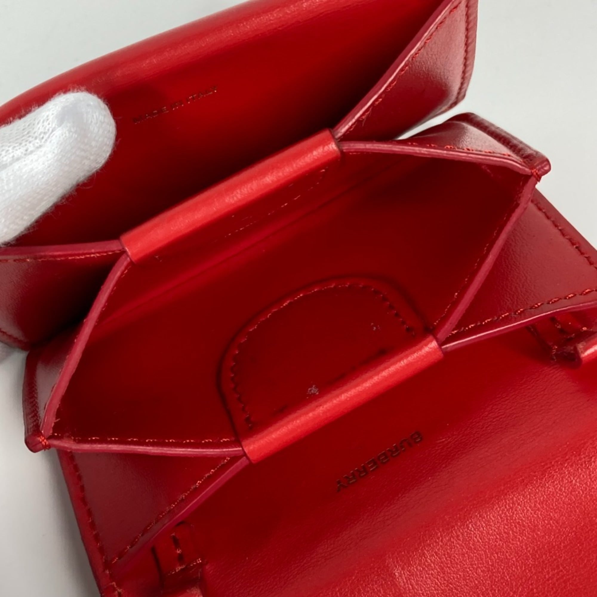 Burberry Red Color Leather Wallet (Bi-Fold) (Pre-Owned)