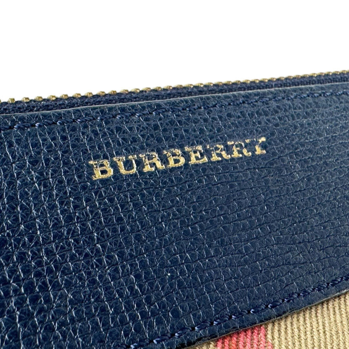 Burberry Beige Navy Canvas Leather Shoulder Bag (Pre-Owned)