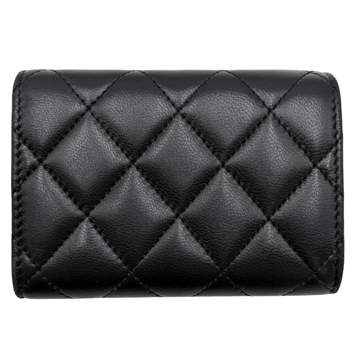 Chanel Black Rhinestone Leather Artificial Pearl Wallet (Tri-Fold) (Pre-Owned)