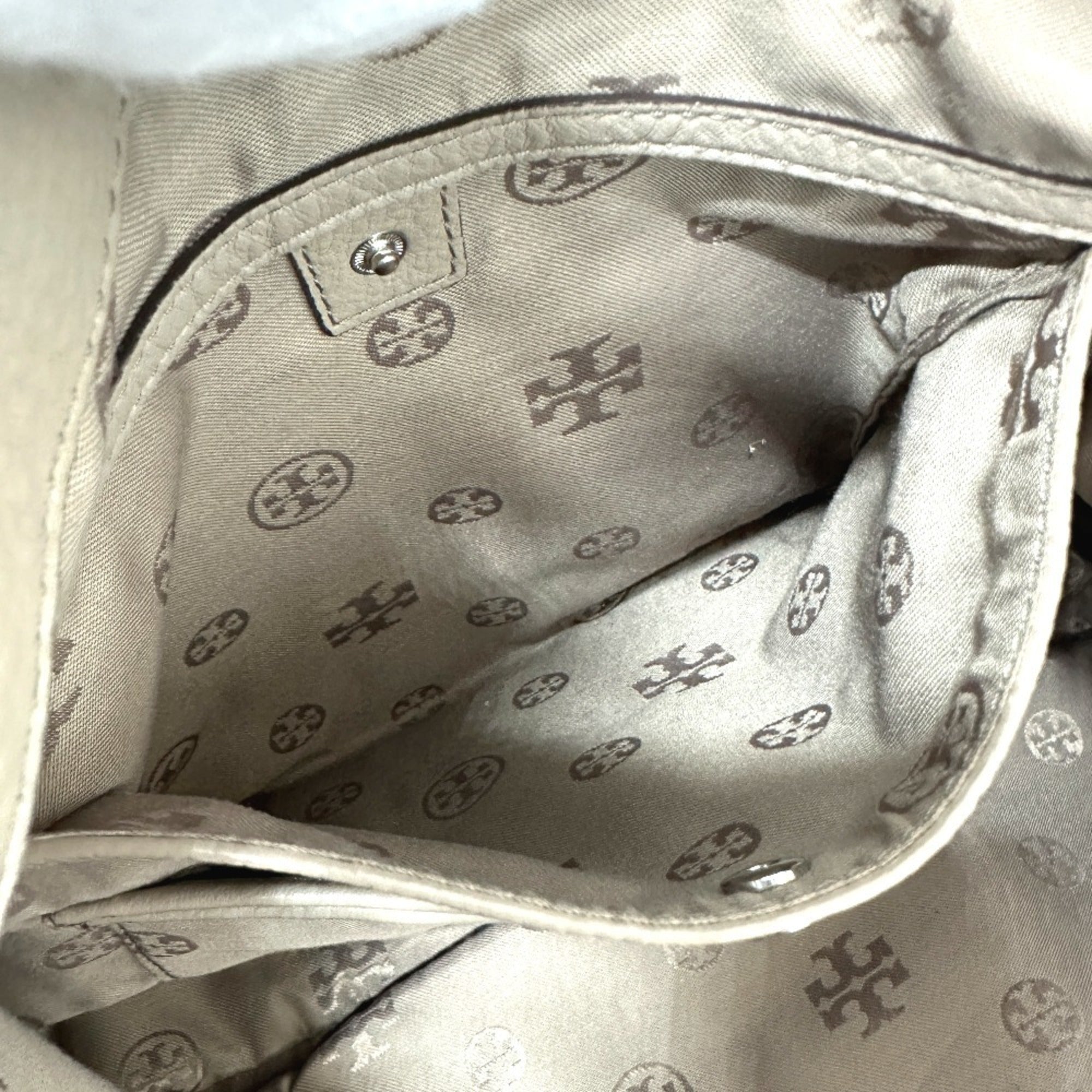 Tory Burch Beige Leather Shoulder Bag Tote Bag (Pre-Owned)