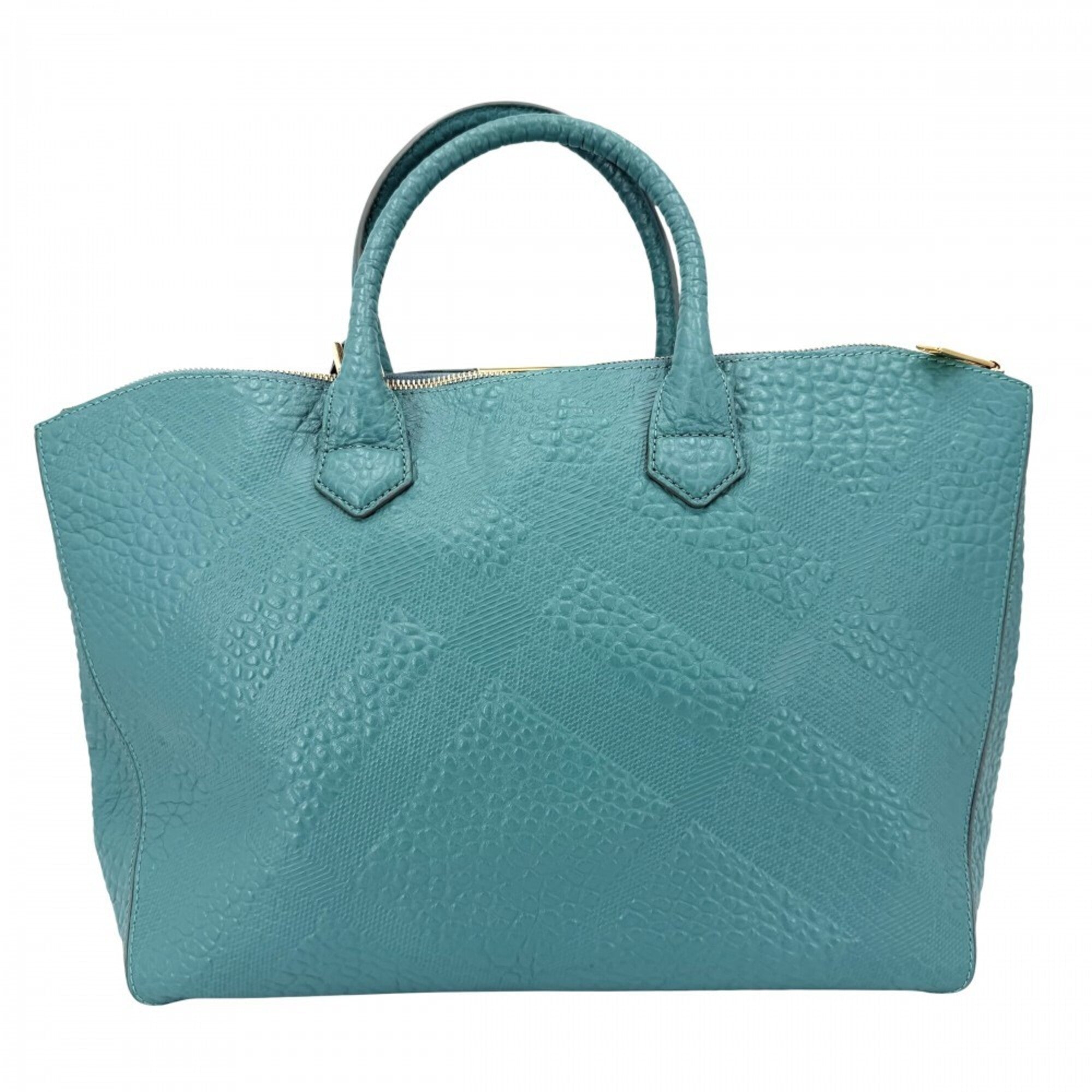 Burberry Blue Turquoise Leather Shoulder Bag Tote Bag (Pre-Owned)