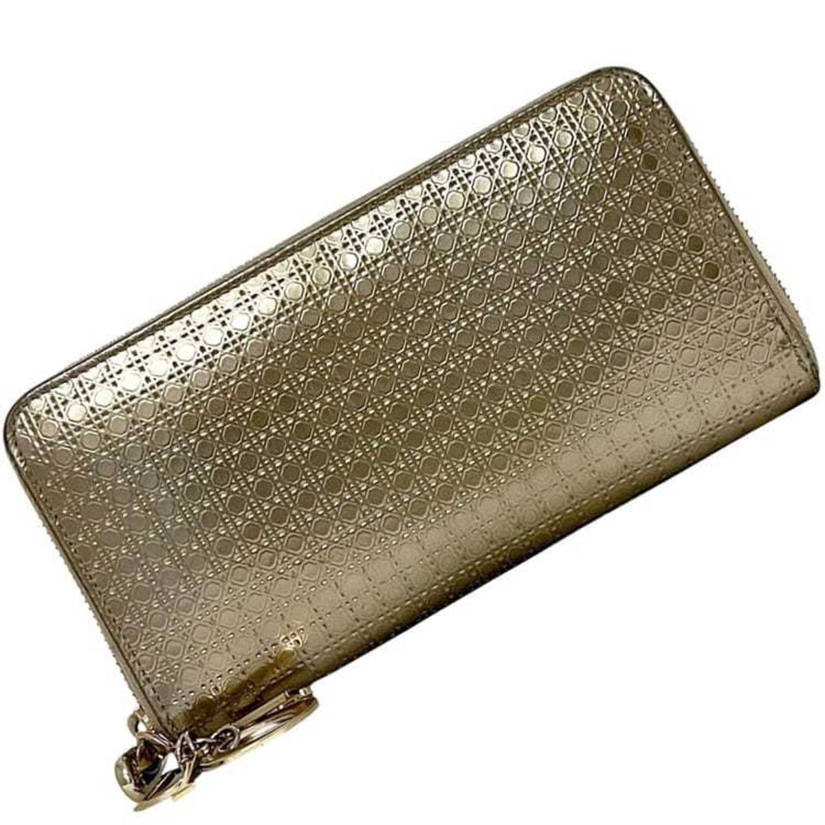 Christian Dior Gold Leather Long Wallet (Bi-Fold) (Pre-Owned)