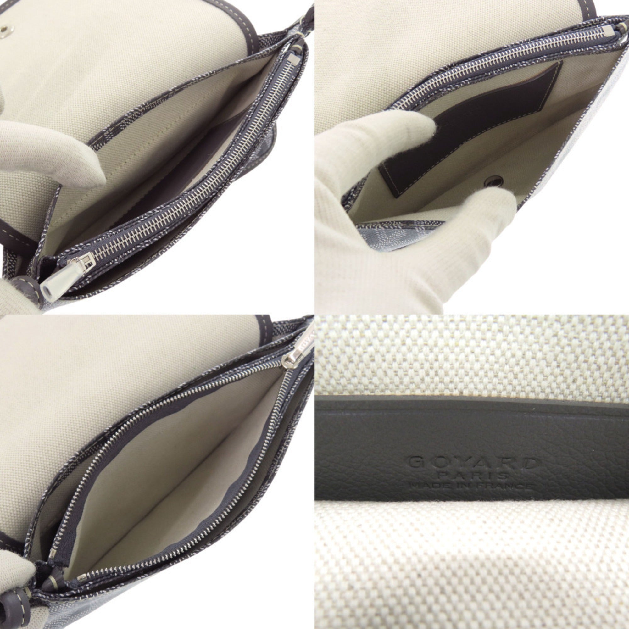 Goyard Gray Canvas Leather Handbag Shoulder Bag (Pre-Owned)