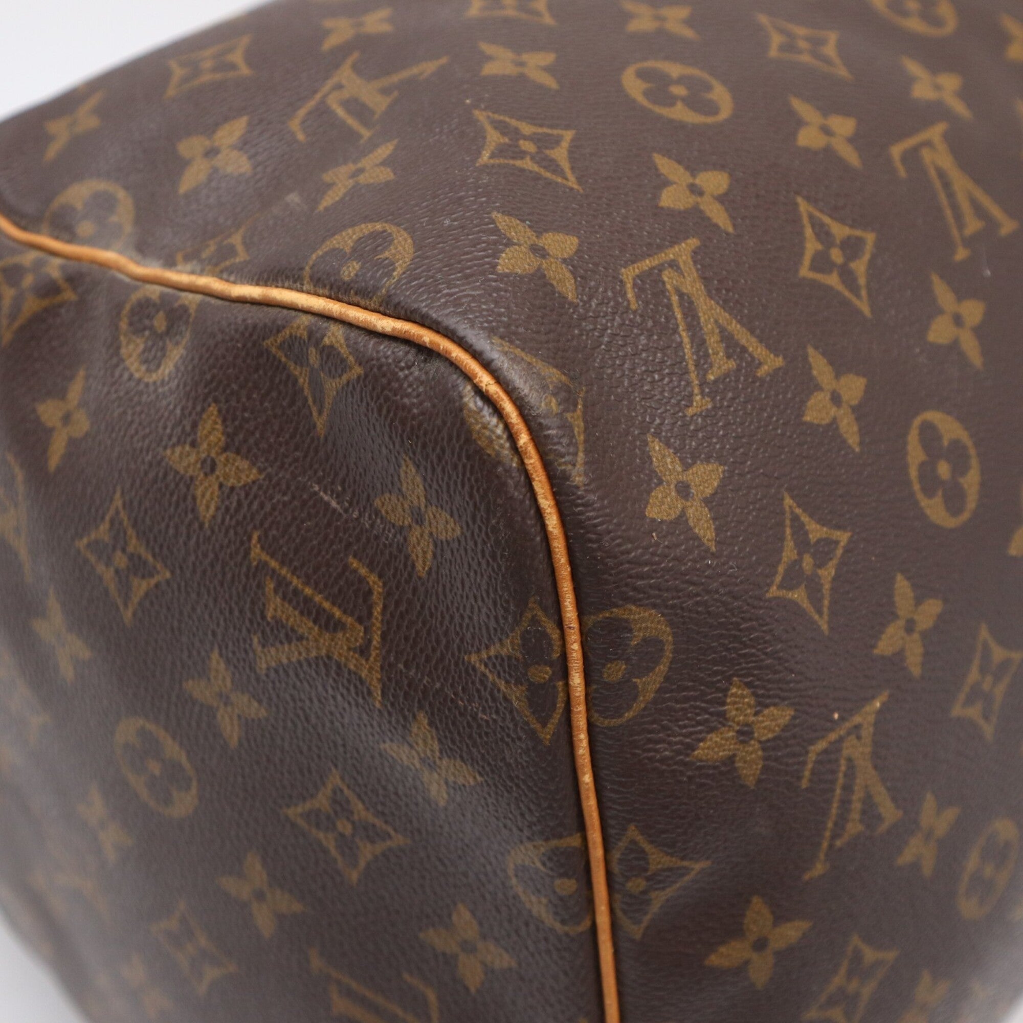 Louis Vuitton Monogram Beige Brown Coated Canvas Leather Boston Bag (Pre-Owned)
