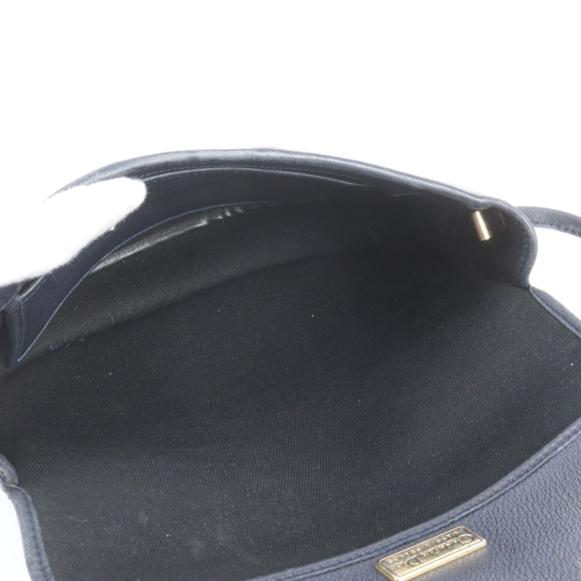 Christian Dior Navy Leather Handbag Shoulder Bag Tote Bag (Pre-Owned)